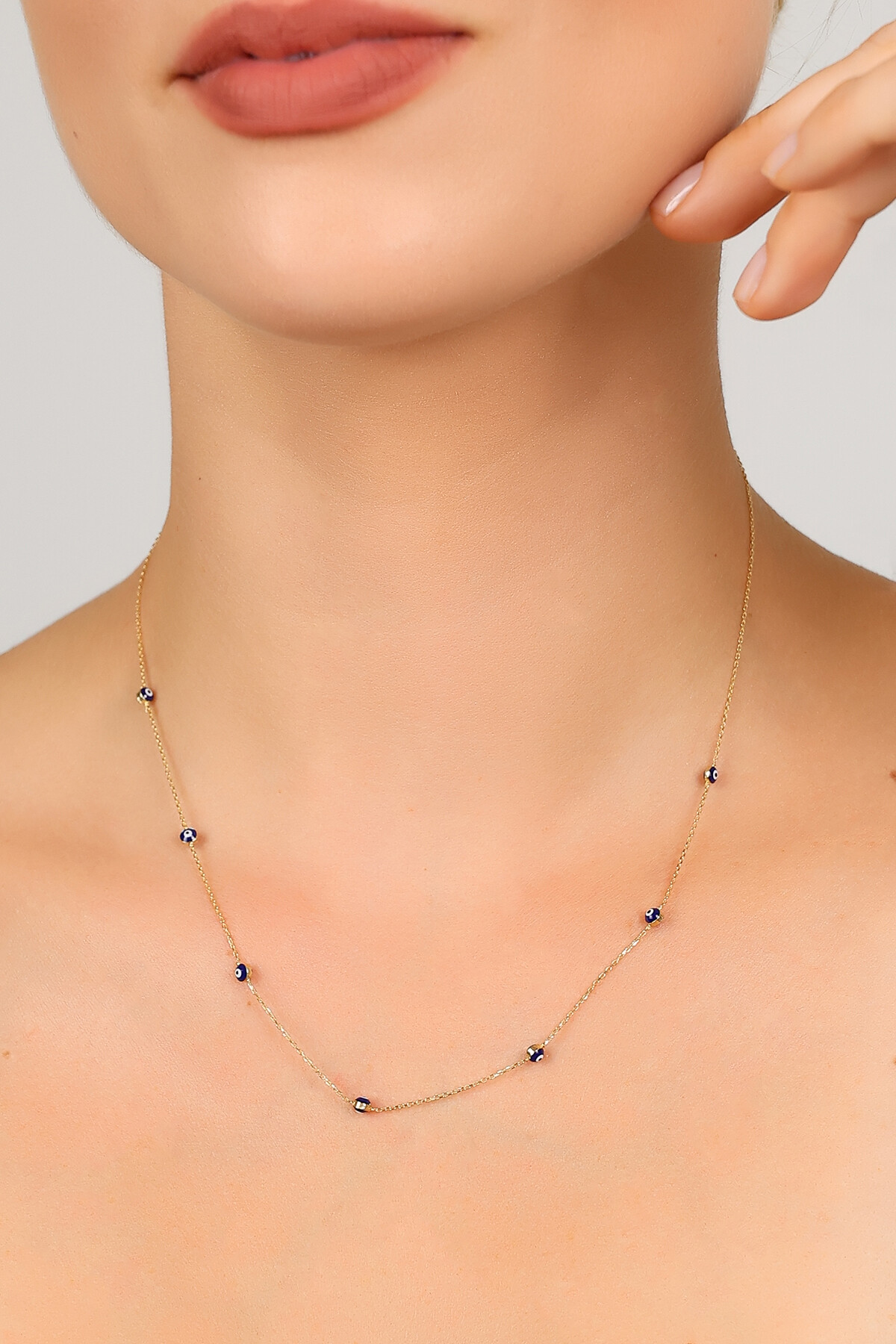 14 Ayar Altın Minimal Nazar Kolye