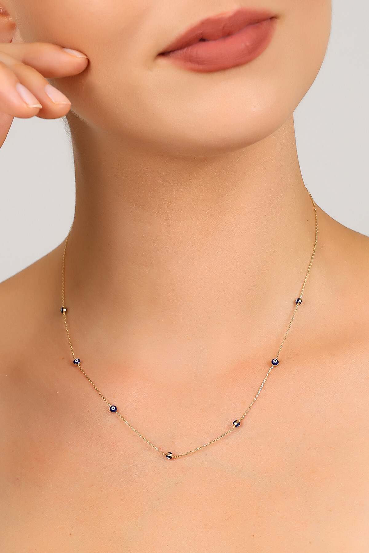 14 Ayar Altın Minimal Nazar Kolye