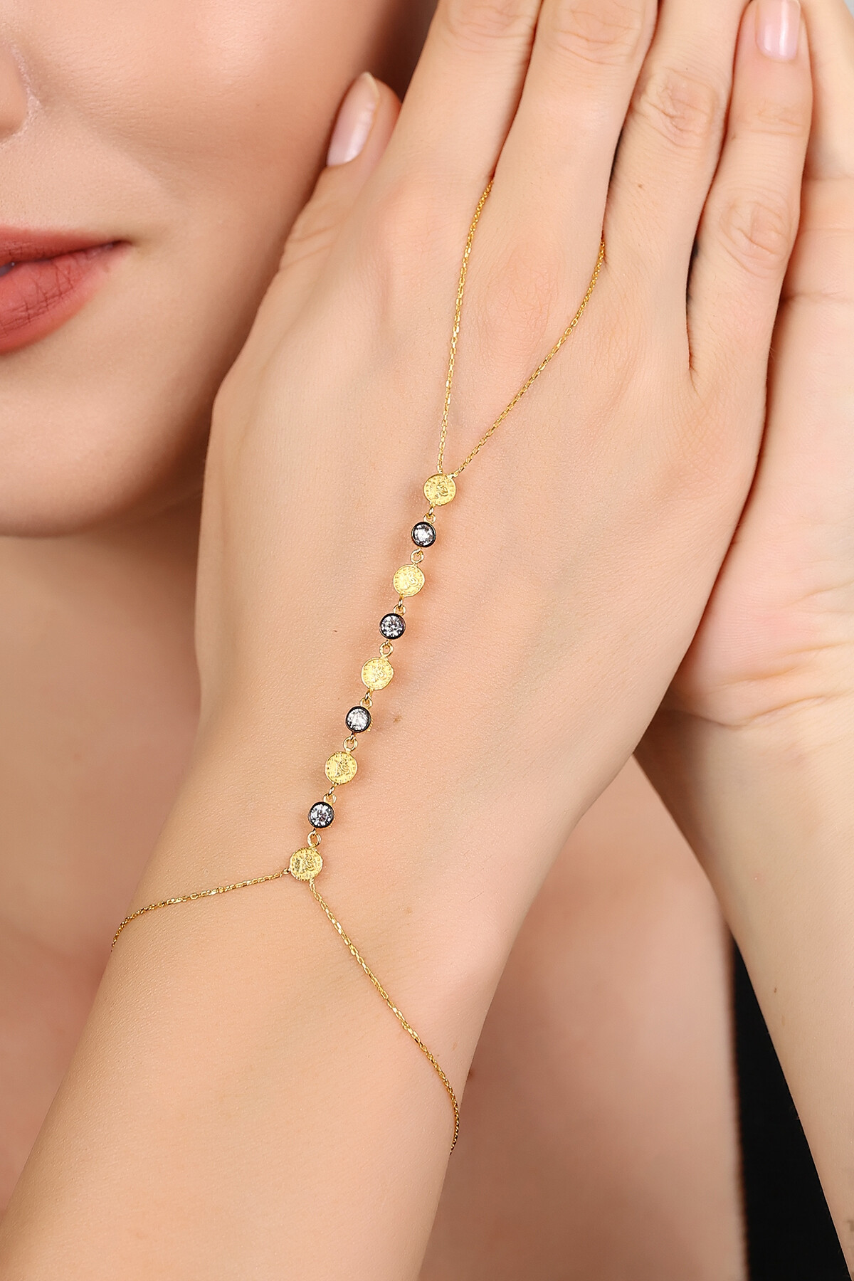 14 Ayar Altın Minimal Taşlı Tuğra Şahmeran