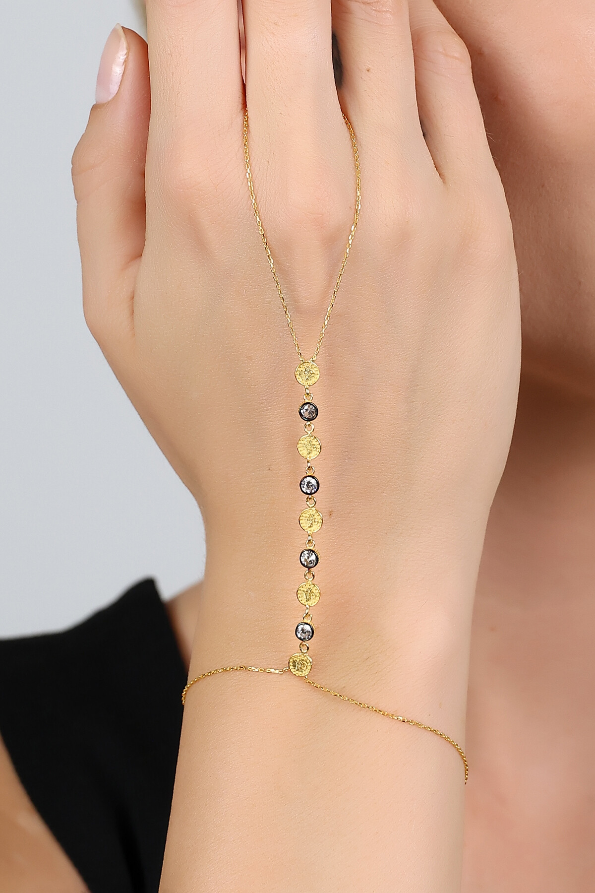 14 Ayar Altın Minimal Taşlı Tuğra Şahmeran