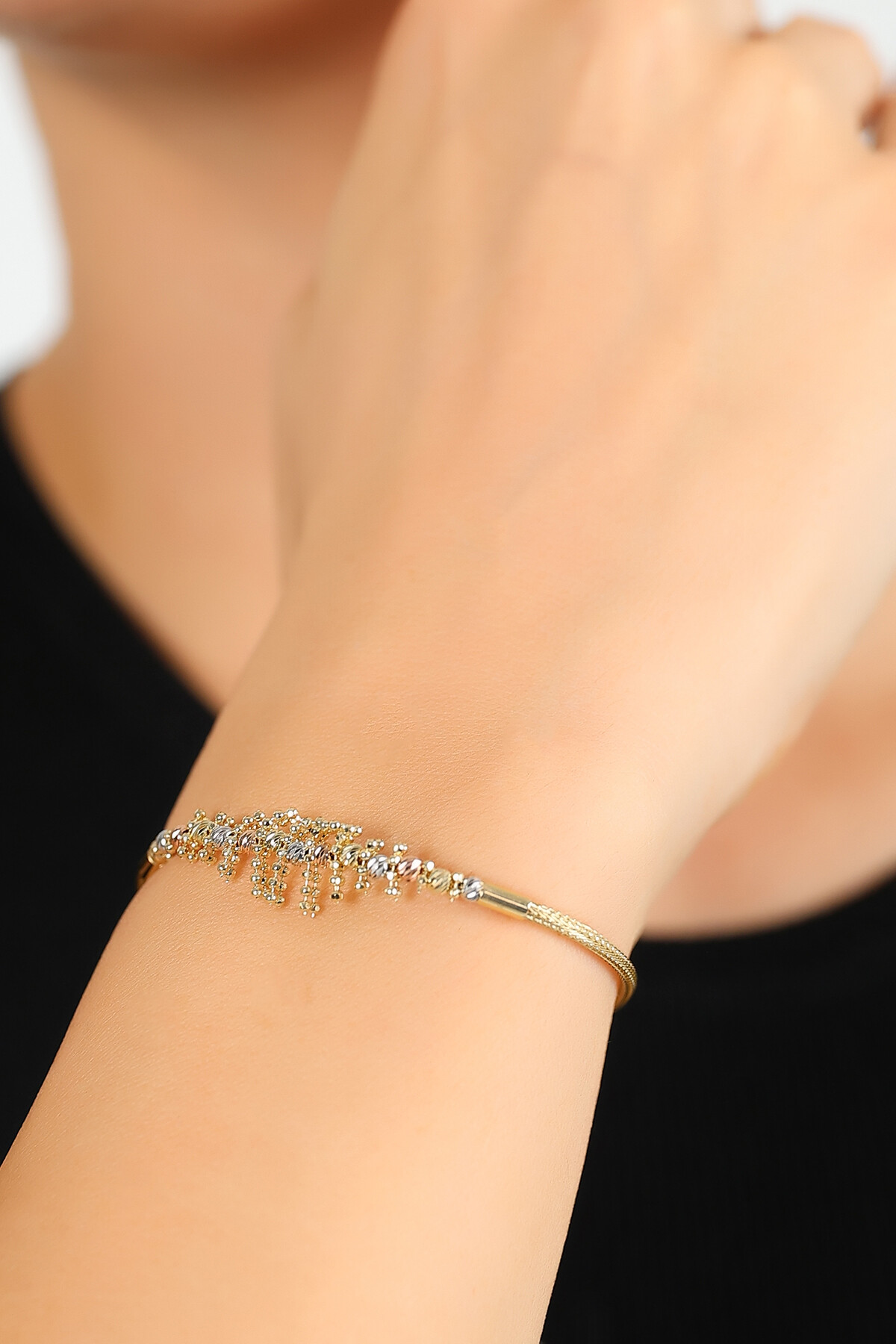 14 Ayar Altın Modern Örgü Bileklik