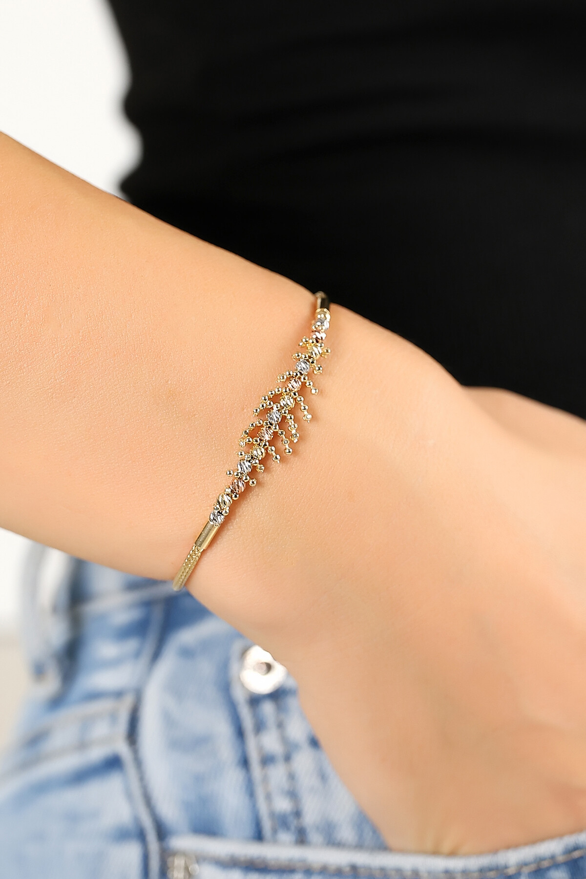 14 Ayar Altın Modern Örgü Bileklik