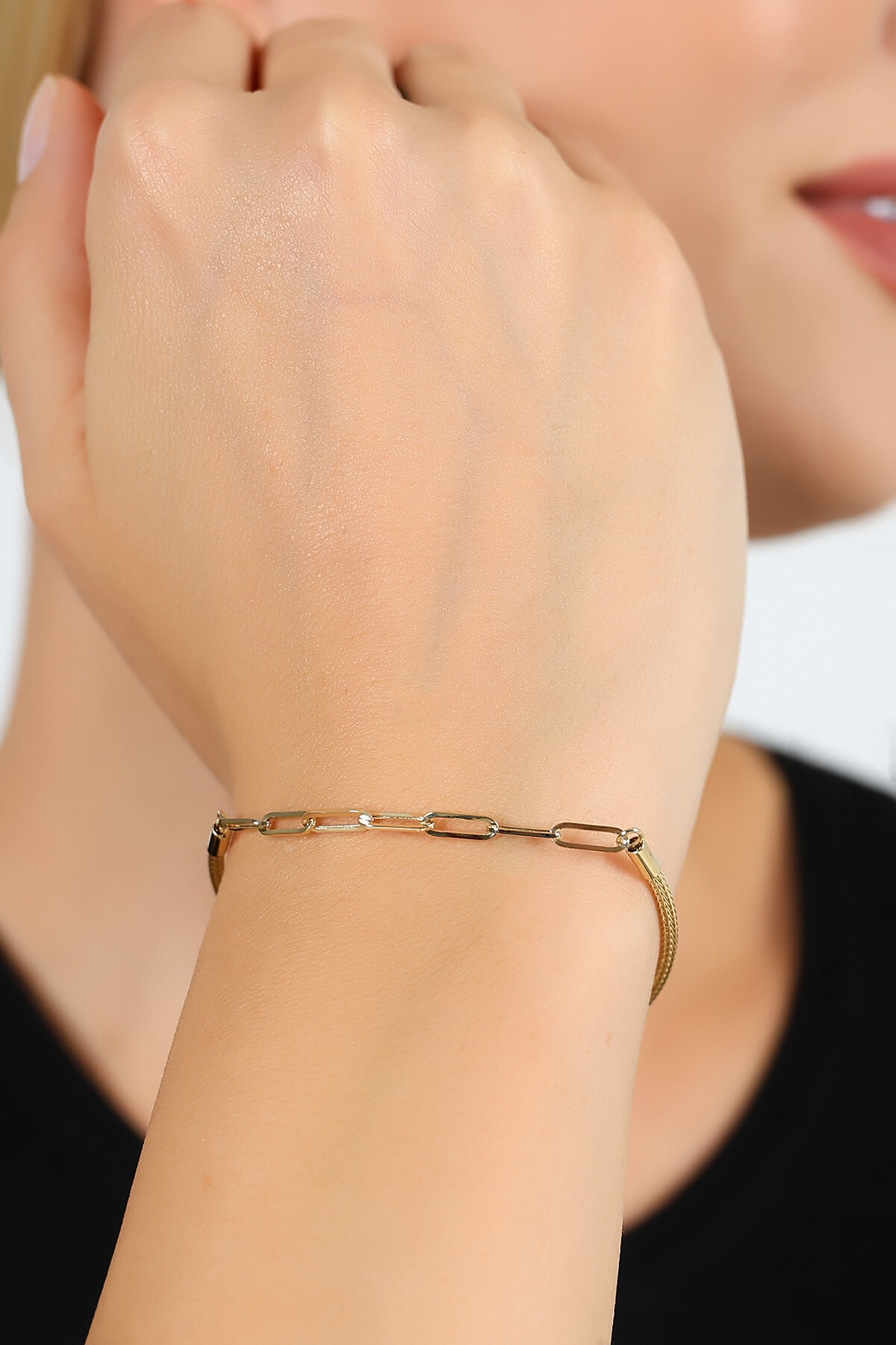 14 Ayar Altın Modern Zincir Bileklik