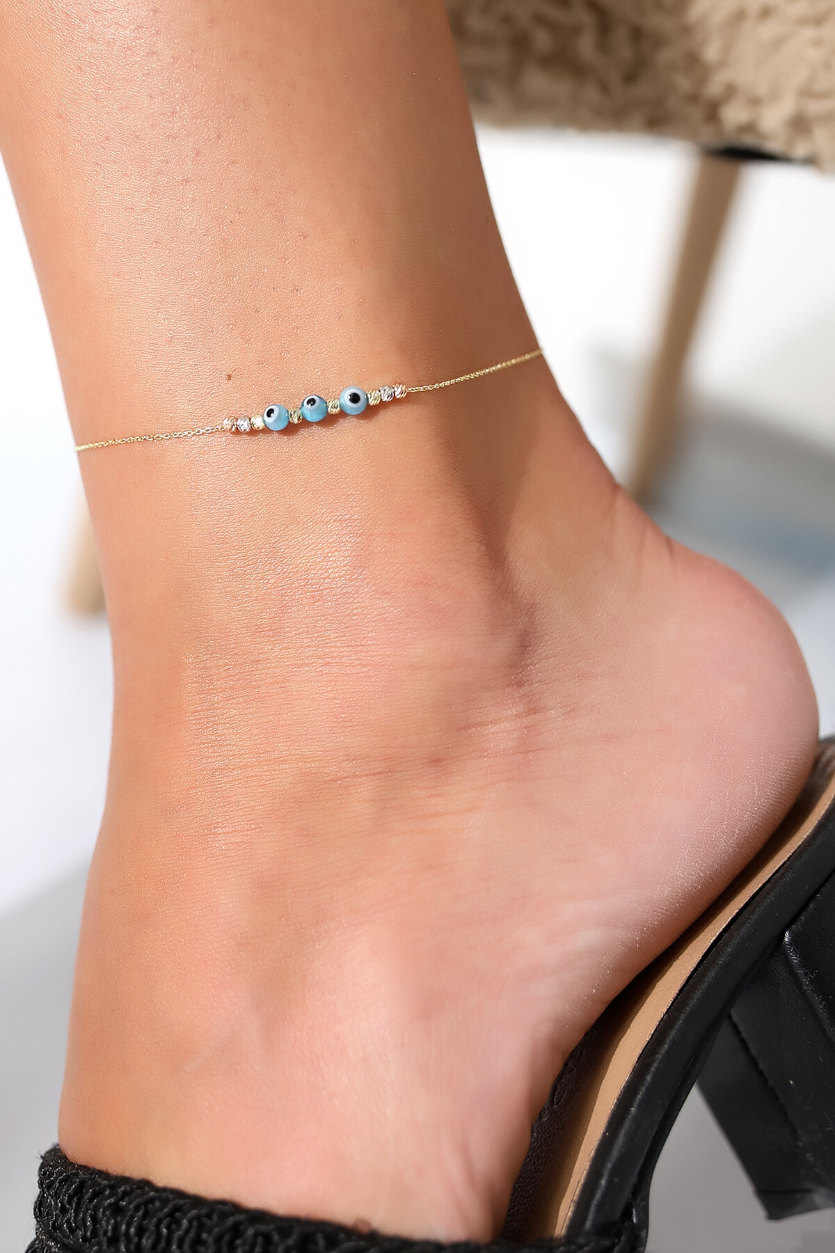 14 Ayar Altın Nazar Boncuklu Dorika Halhal