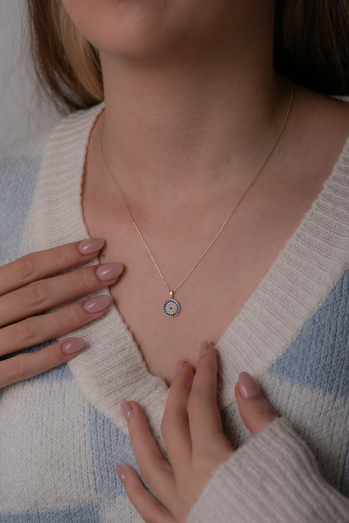 14 Ayar Altın Nazar Kolye