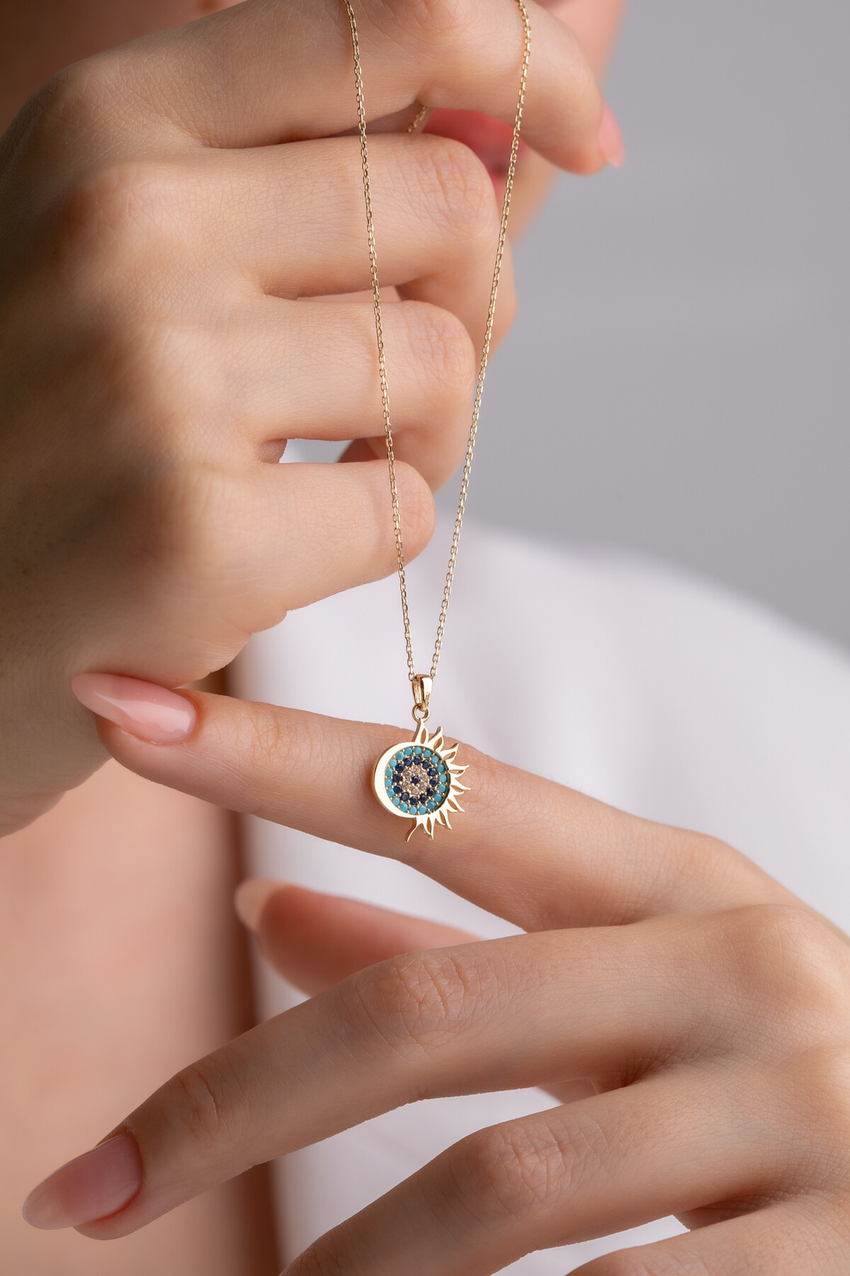 14 Ayar Altın Nazar Kolye