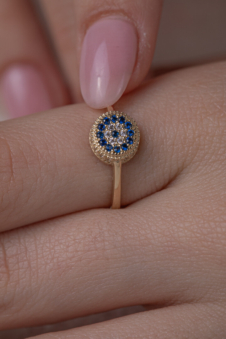 14 Ayar Altın Nazar Yüzük