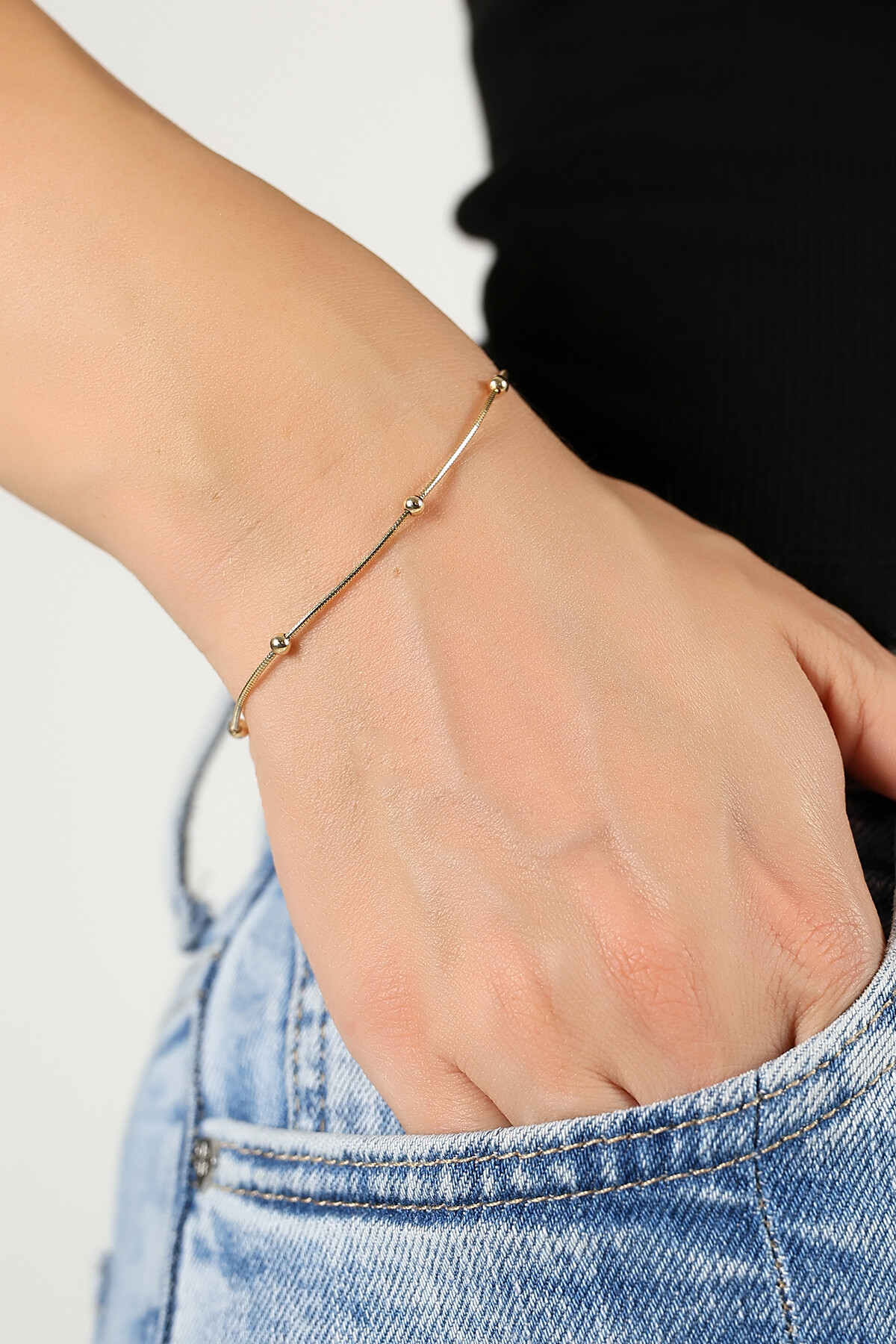 14 Ayar Altın Nokta Bileklik