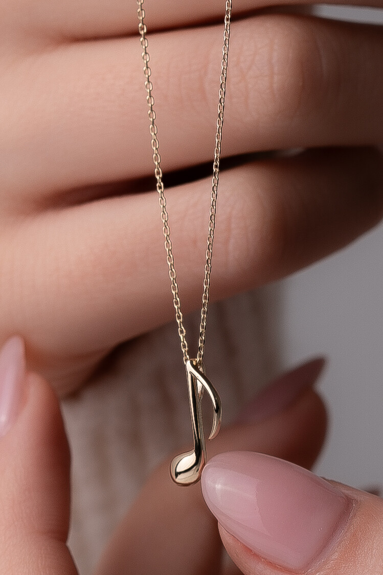 14 Ayar Altın Nota Kolye