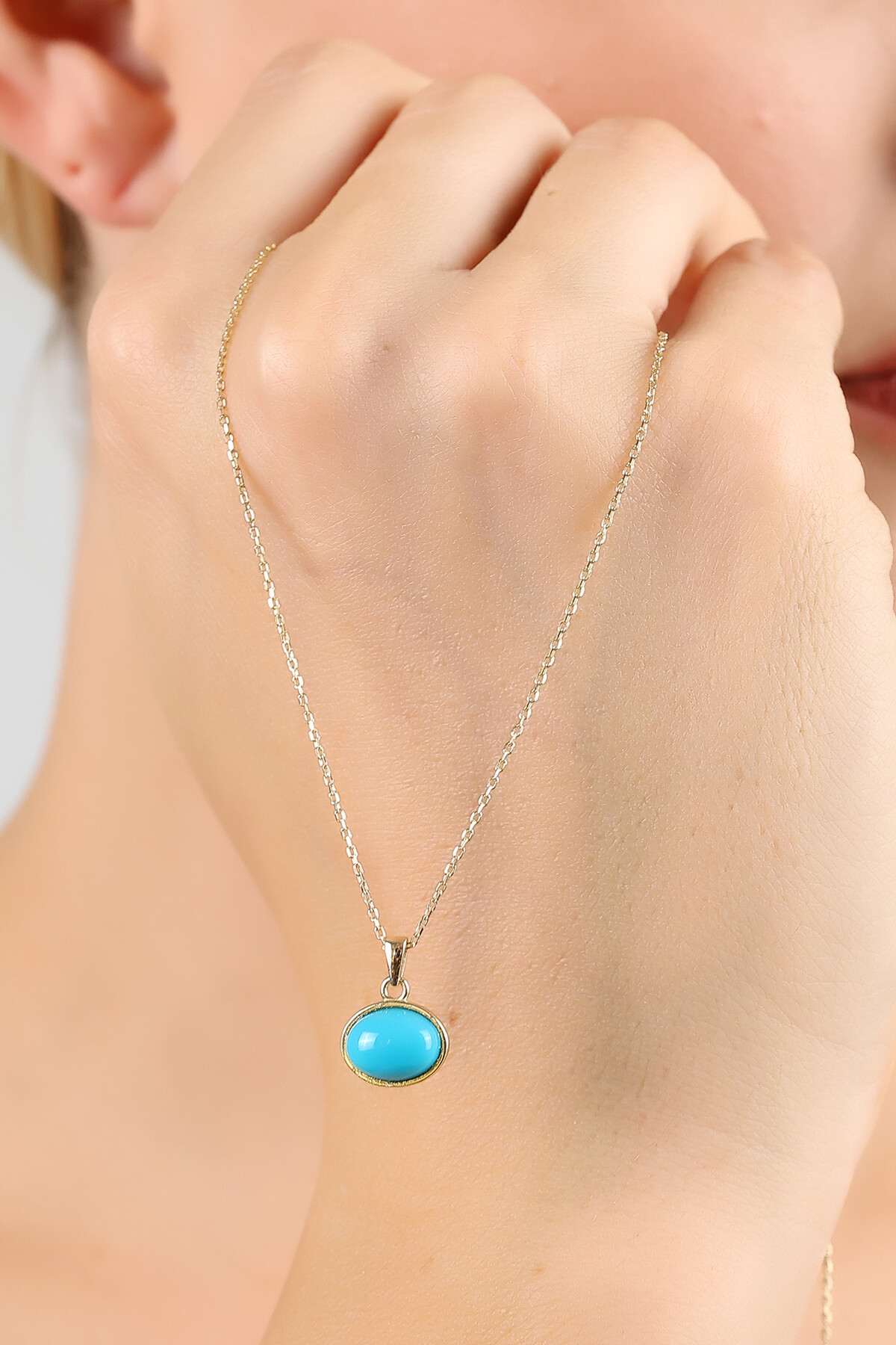 14 Ayar Altın Opal Taşlı Kolye