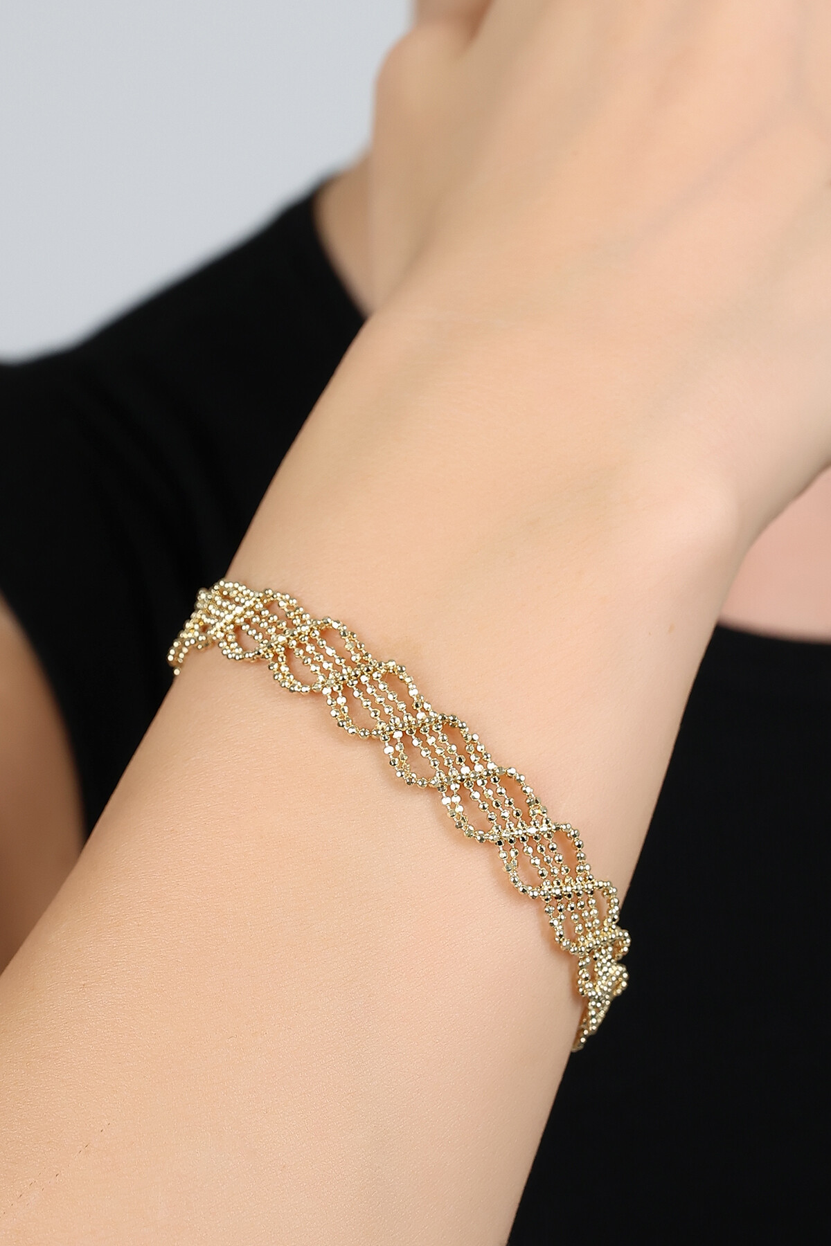 14 Ayar Altın Örgü Formlu Bileklik