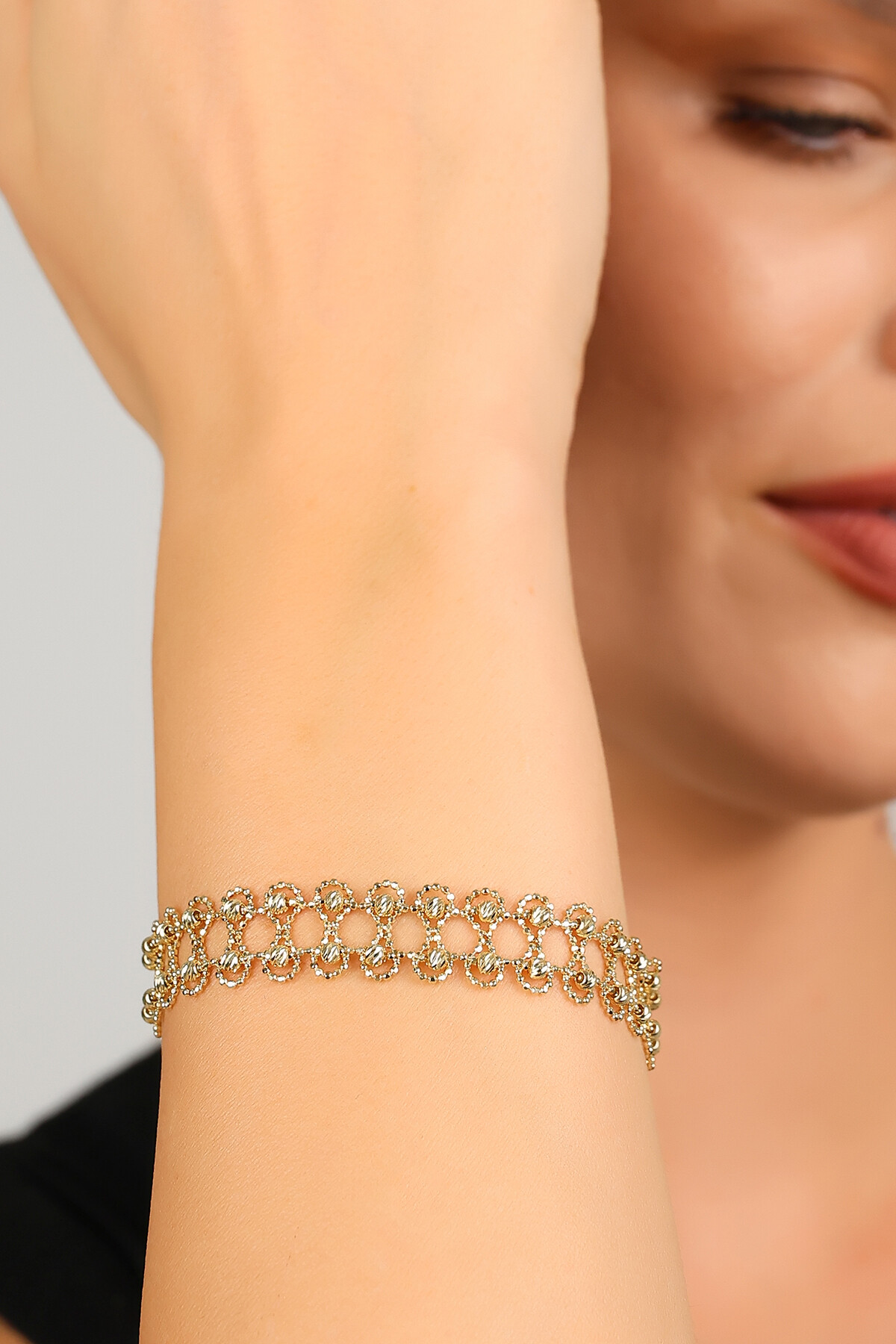 14 Ayar Altın Örgü Motifli Bileklik