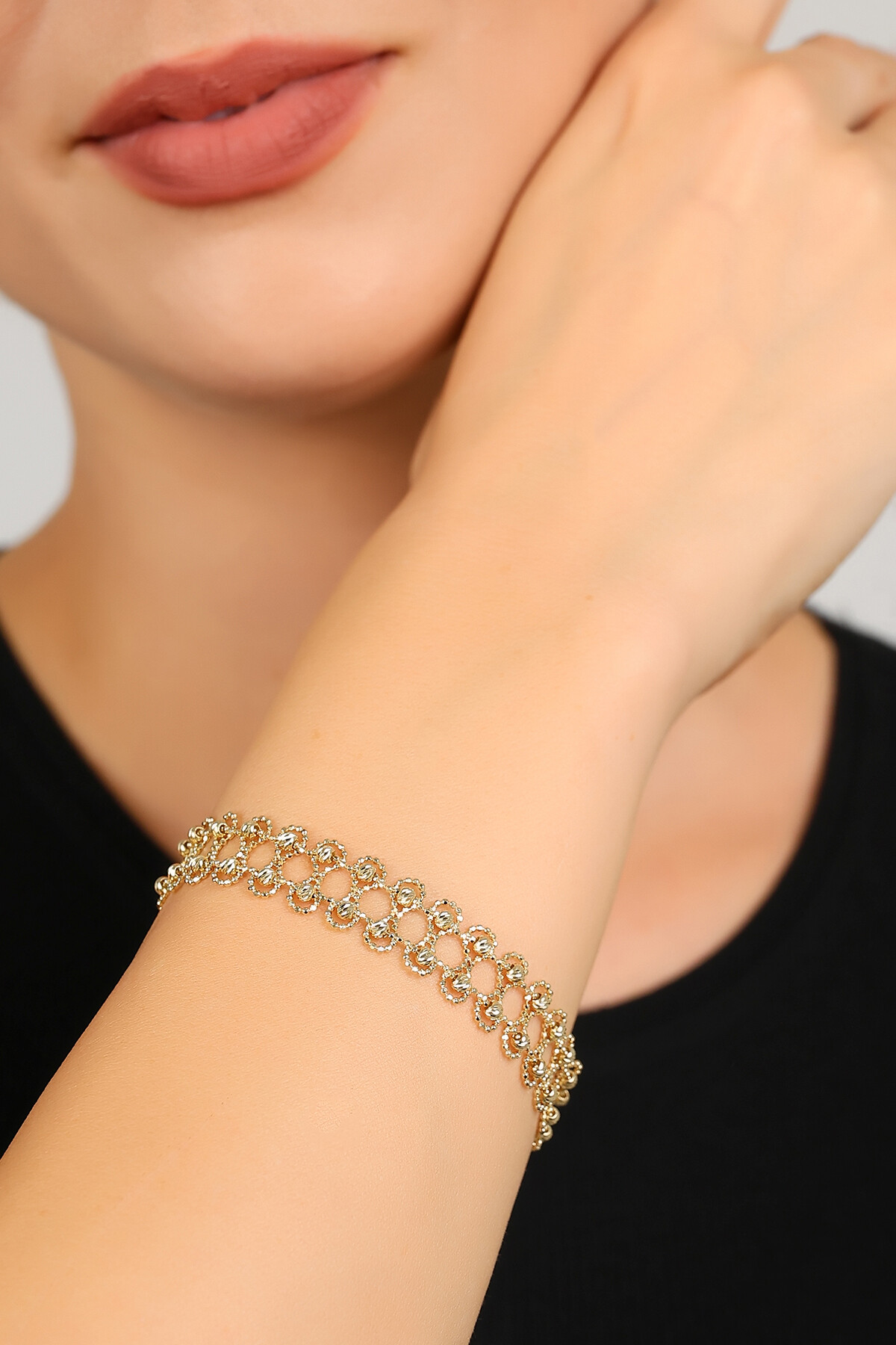 14 Ayar Altın Örgü Motifli Bileklik