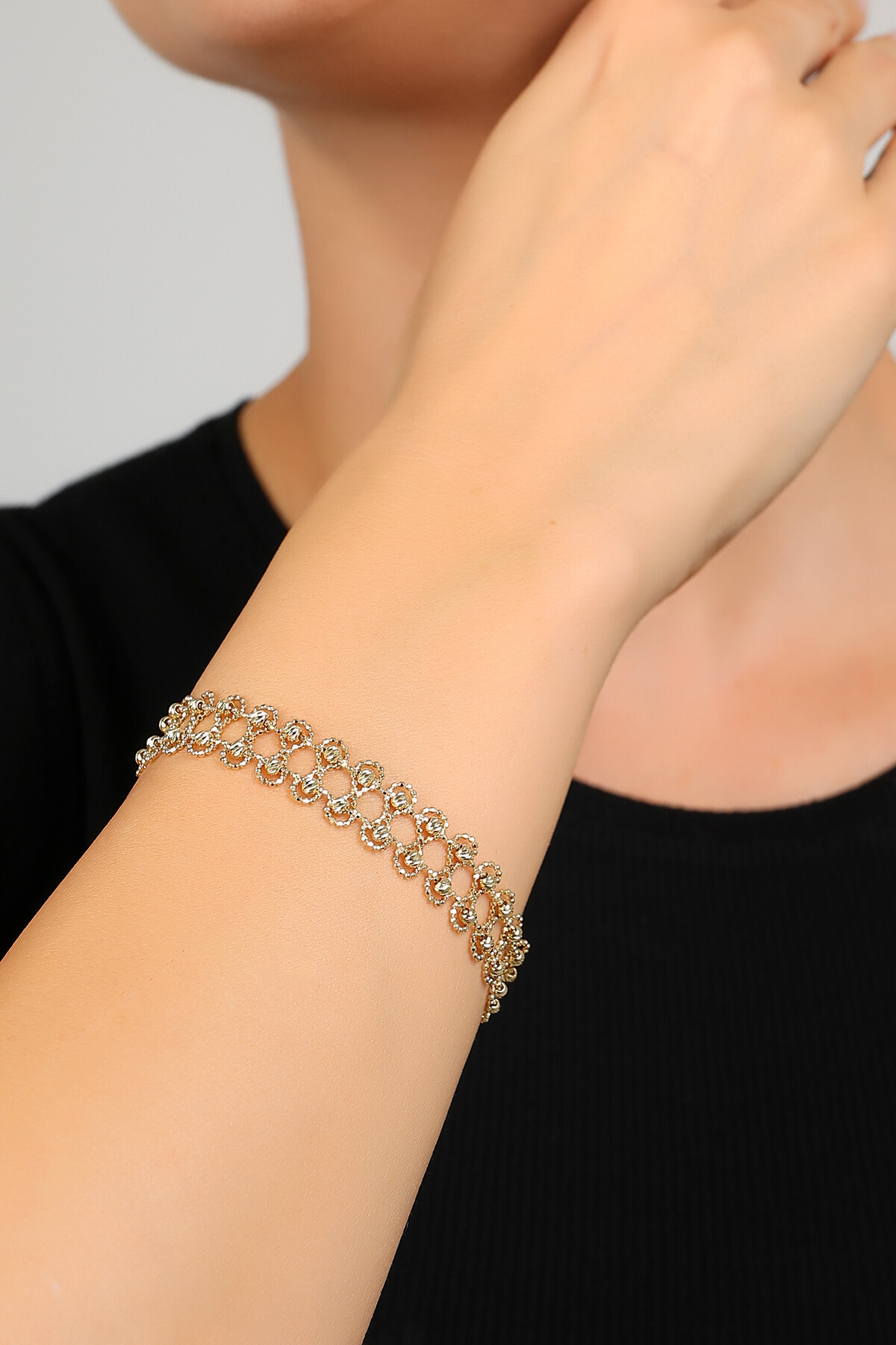 14 Ayar Altın Örgü Motifli Bileklik