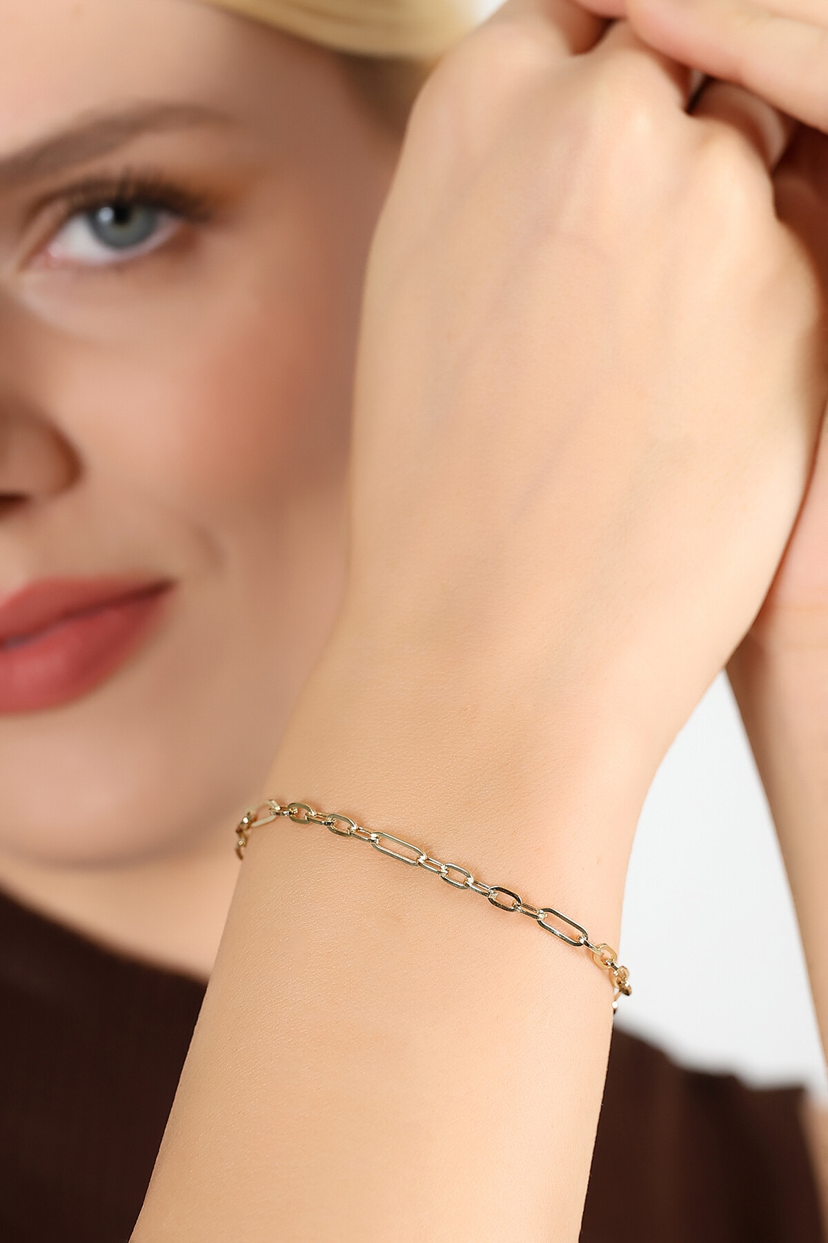 14 Ayar Altın Oval Zincir Bileklik