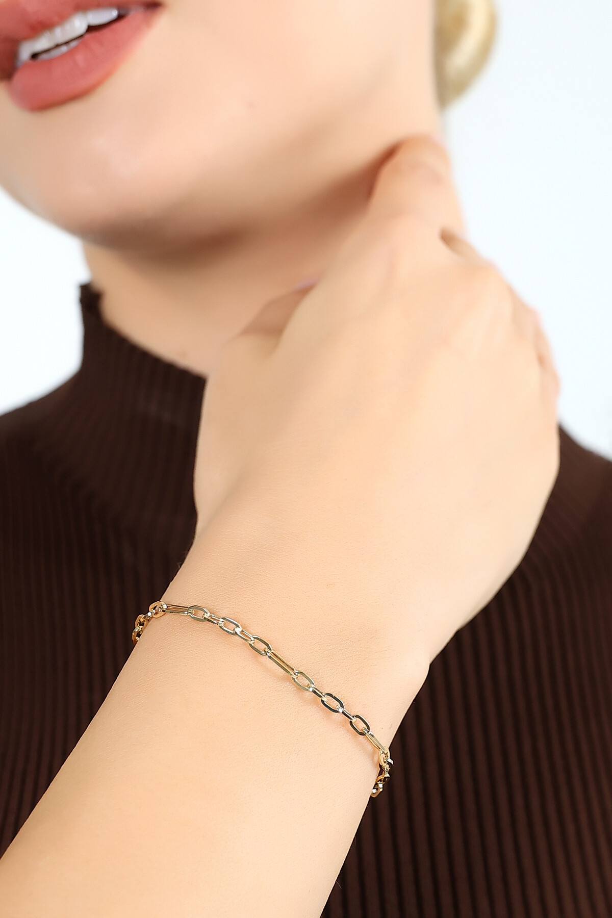 14 Ayar Altın Oval Zincir Bileklik