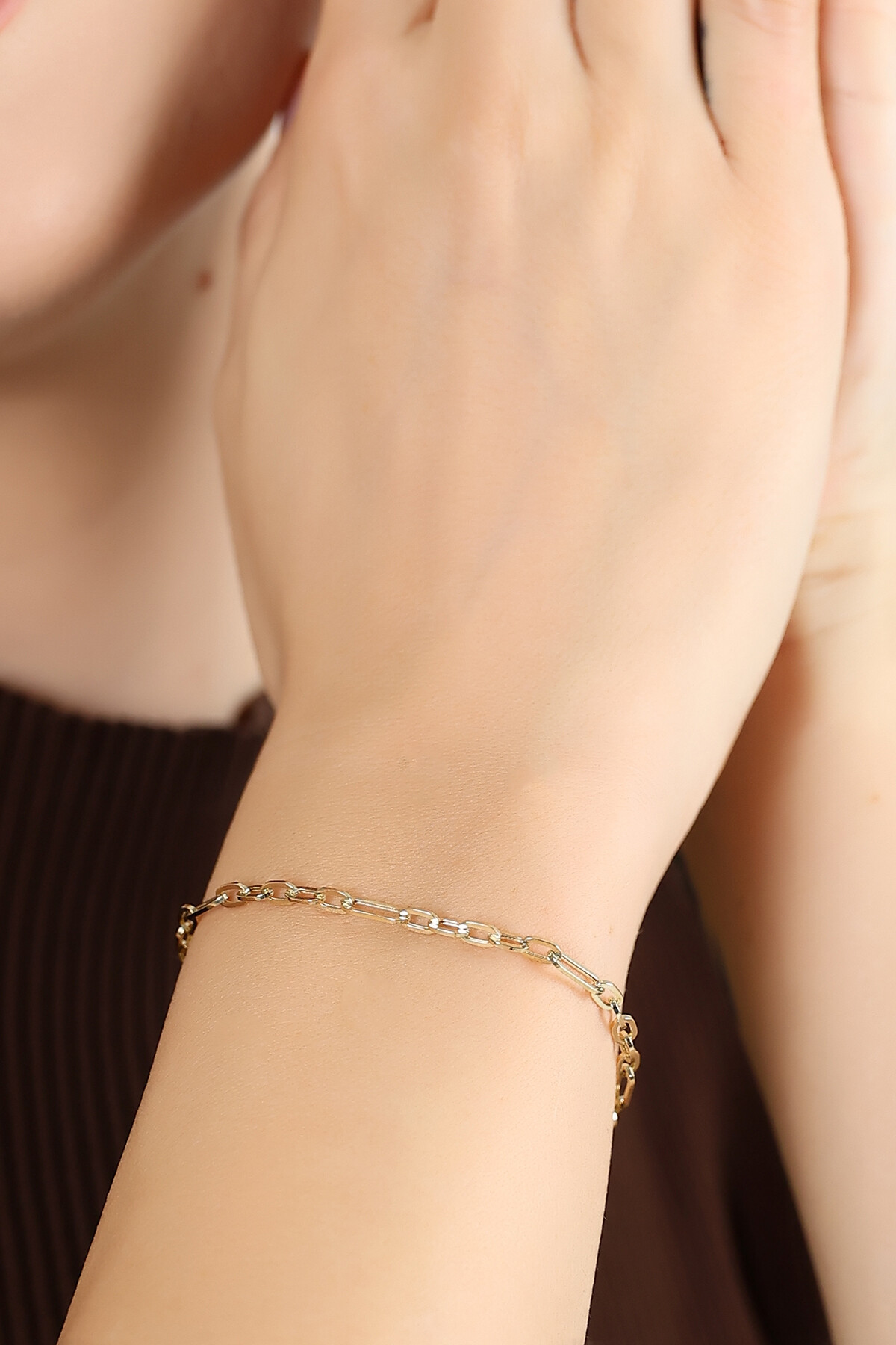 14 Ayar Altın Oval Zincir Bileklik