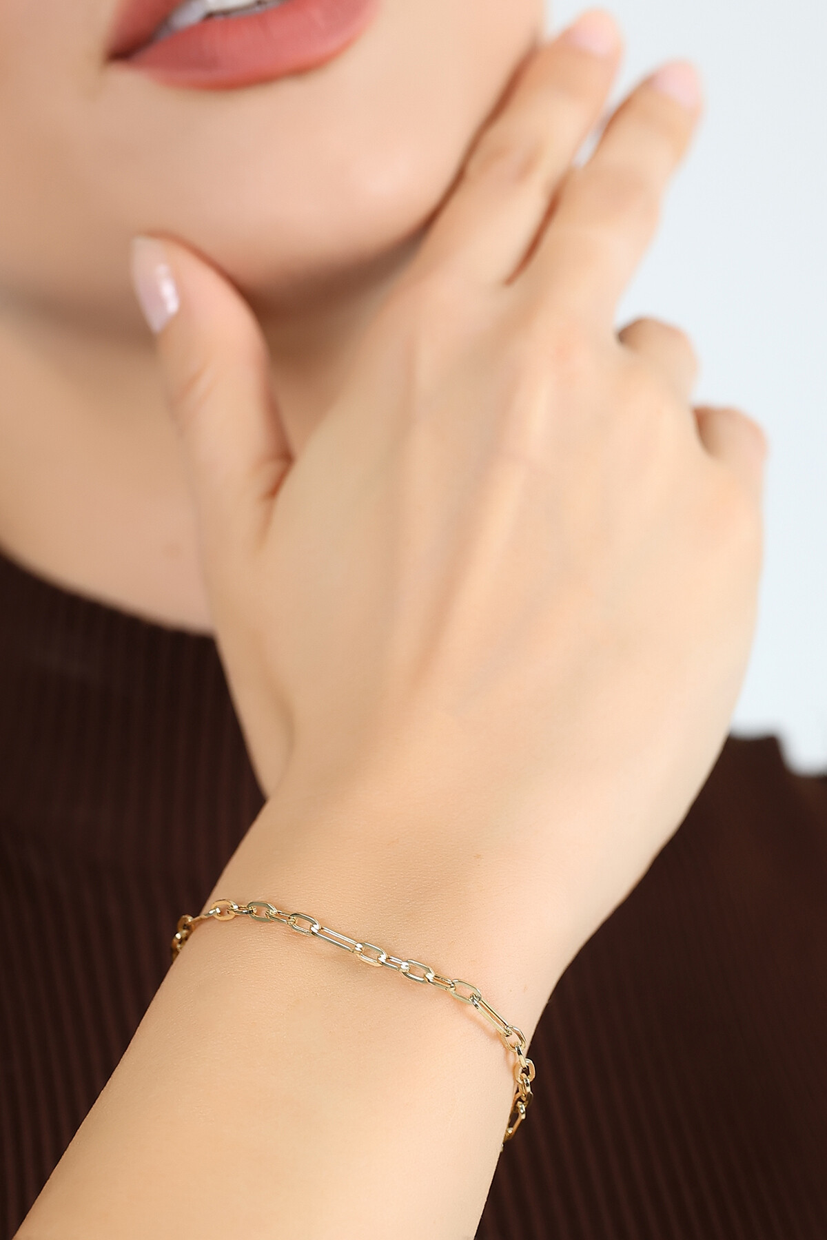 14 Ayar Altın Oval Zincir Bileklik