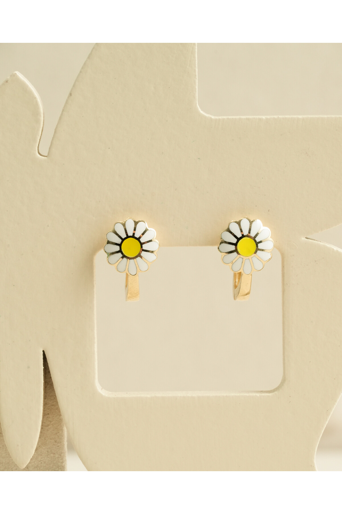 14 Ayar Altın Papatya Çocuk Küpe