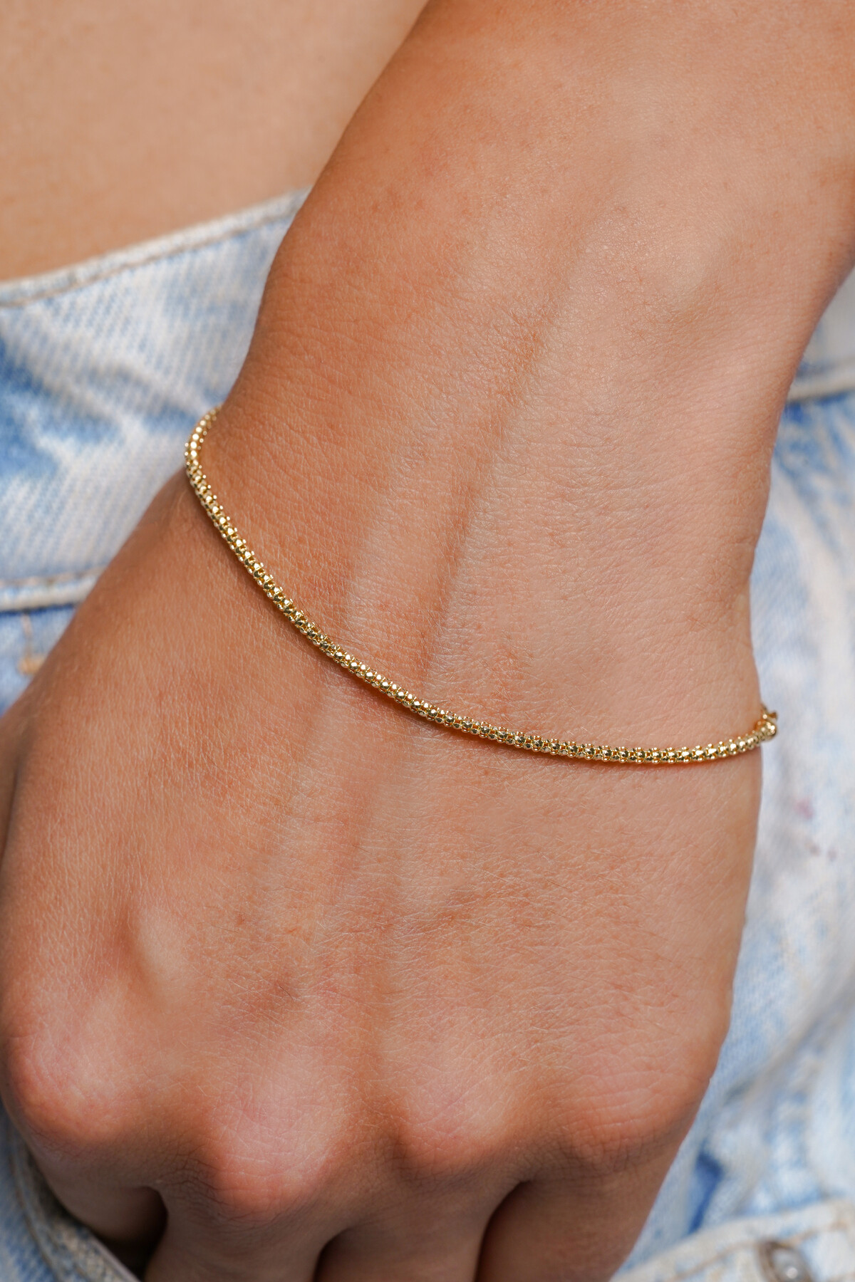 14 Ayar Altın Popcorn Zincir Bileklik