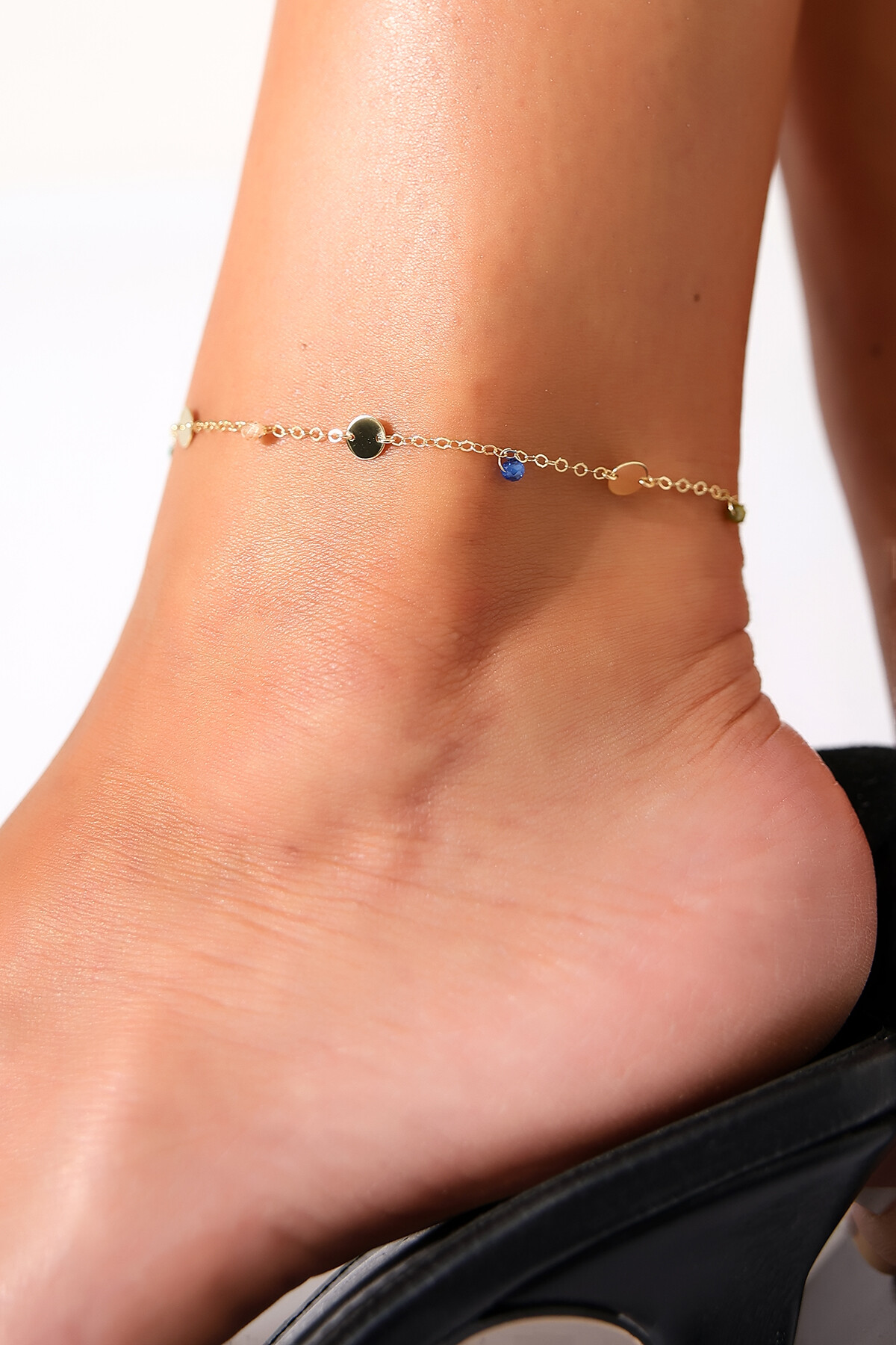 14 Ayar Altın Pul Renkli Taşlı Halhal