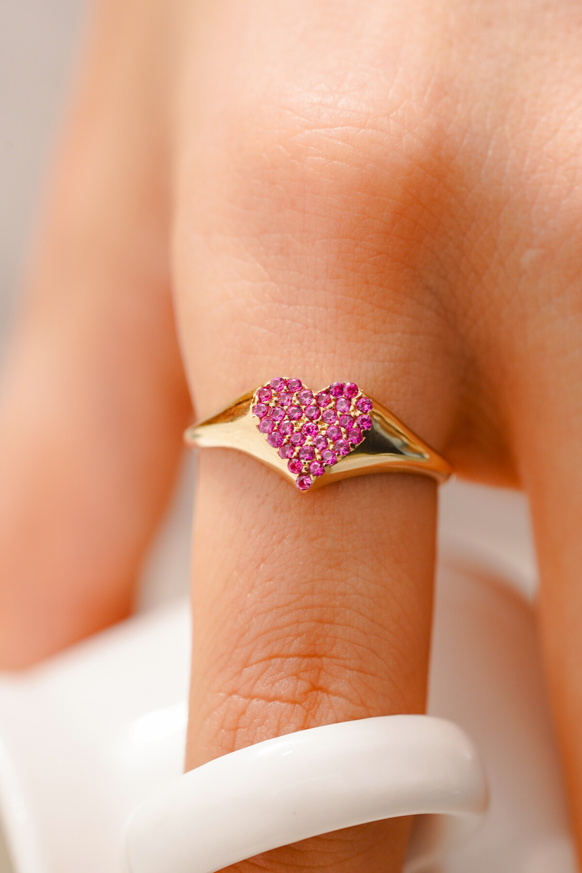 14 Ayar Altın Renkli Kalp Yüzük