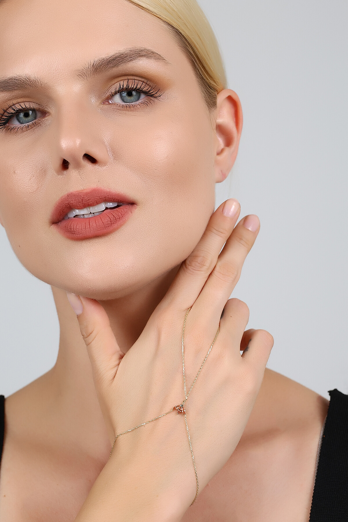 14 Ayar Altın Şampanya Lotus Kişiselleştirilebilir Taşlı Şahmeran