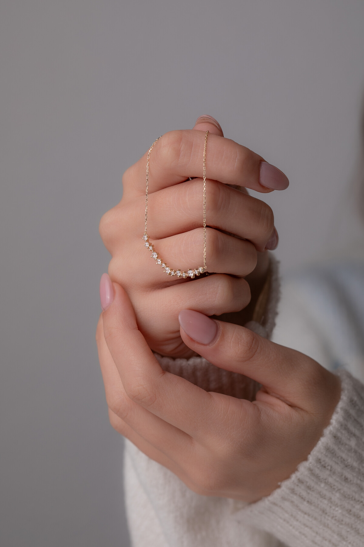 14 Ayar Altın Sıralı Taş Kolye