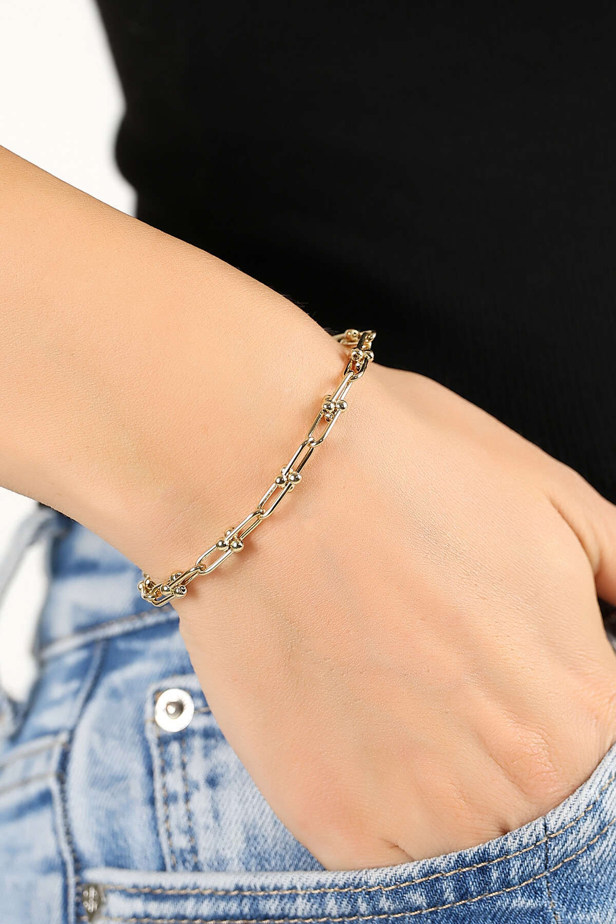 14 Ayar Altın T Zincir Bileklik