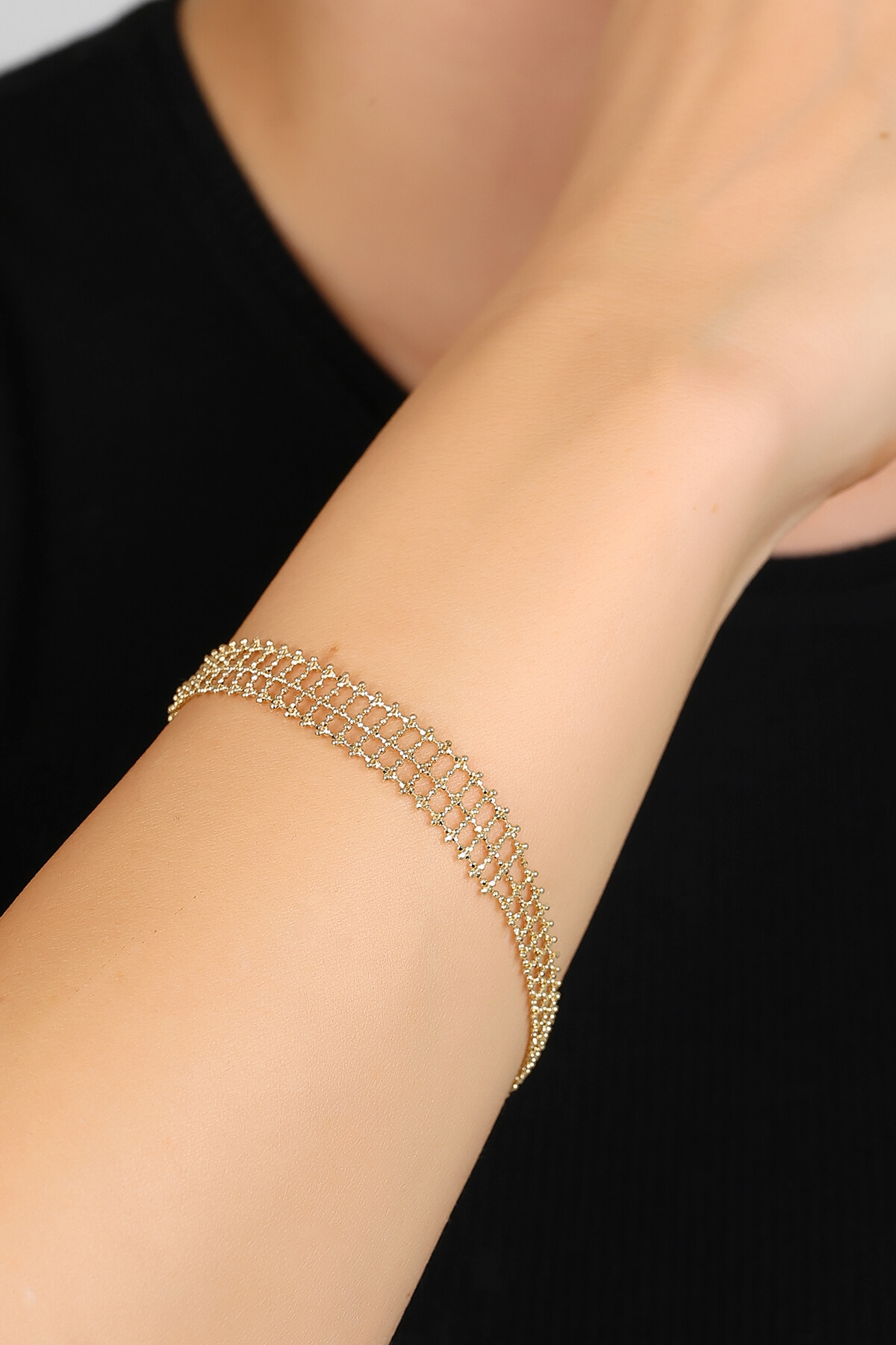 14 Ayar Altın Tasarım Örgü Bileklik