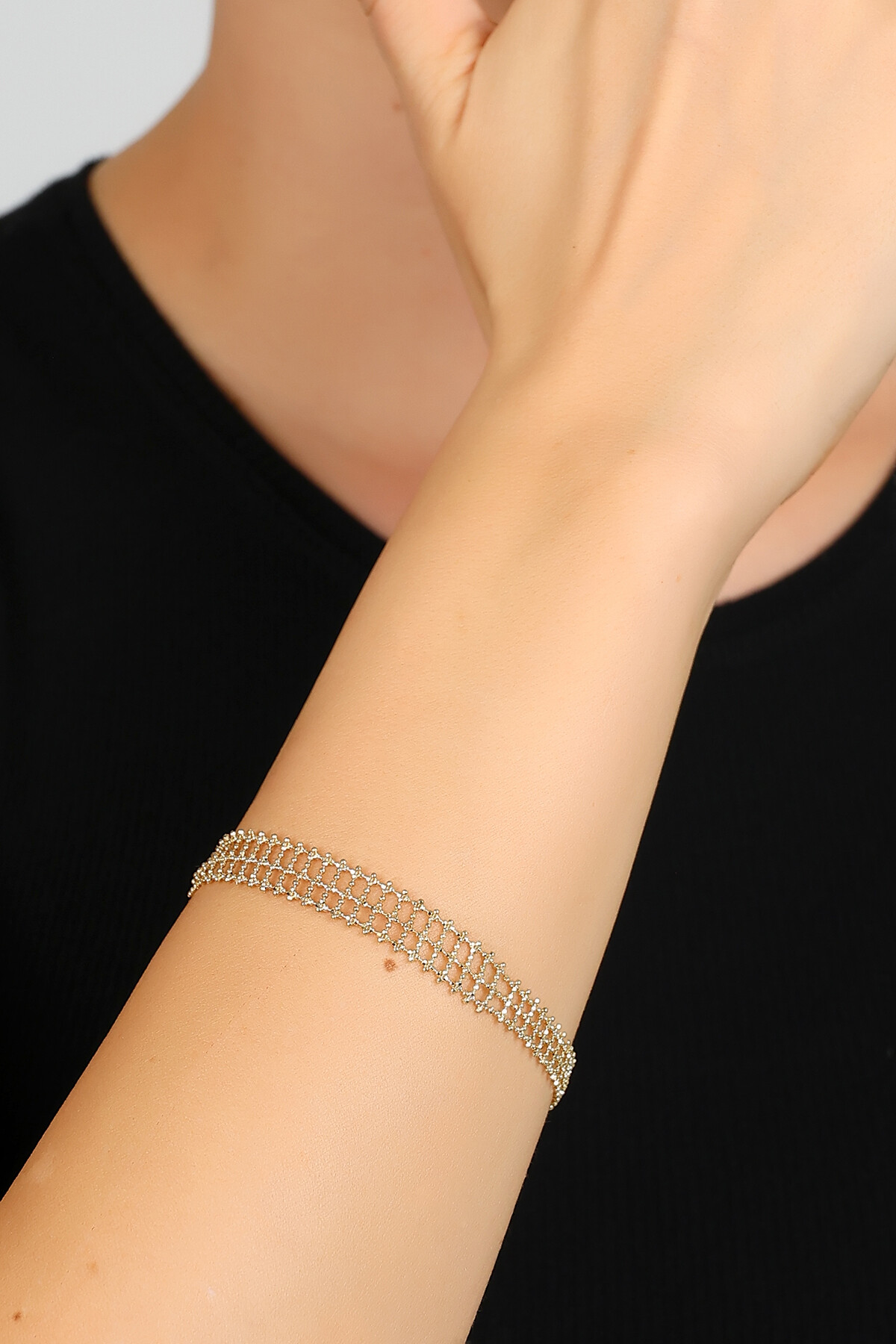 14 Ayar Altın Tasarım Örgü Bileklik