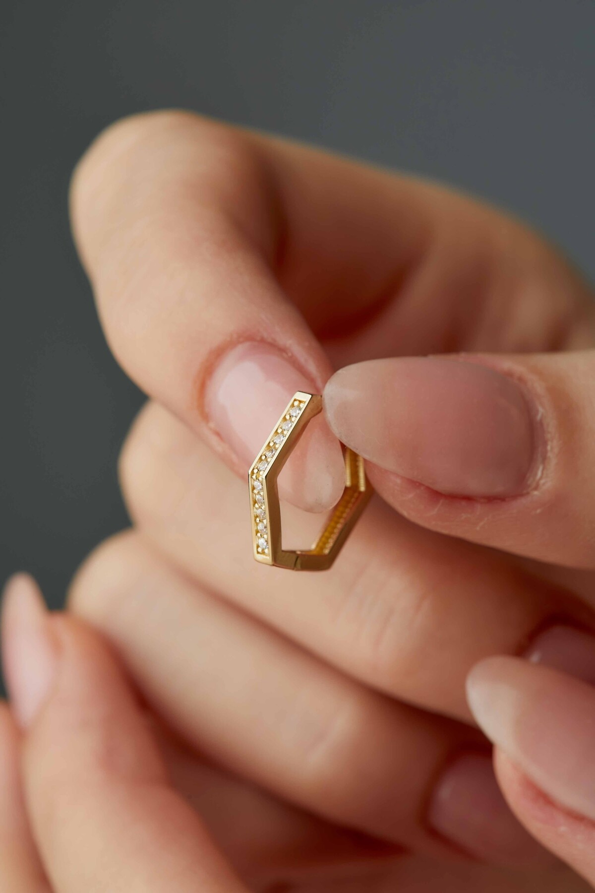 14 Ayar Altın Taşlı Halka Küpe