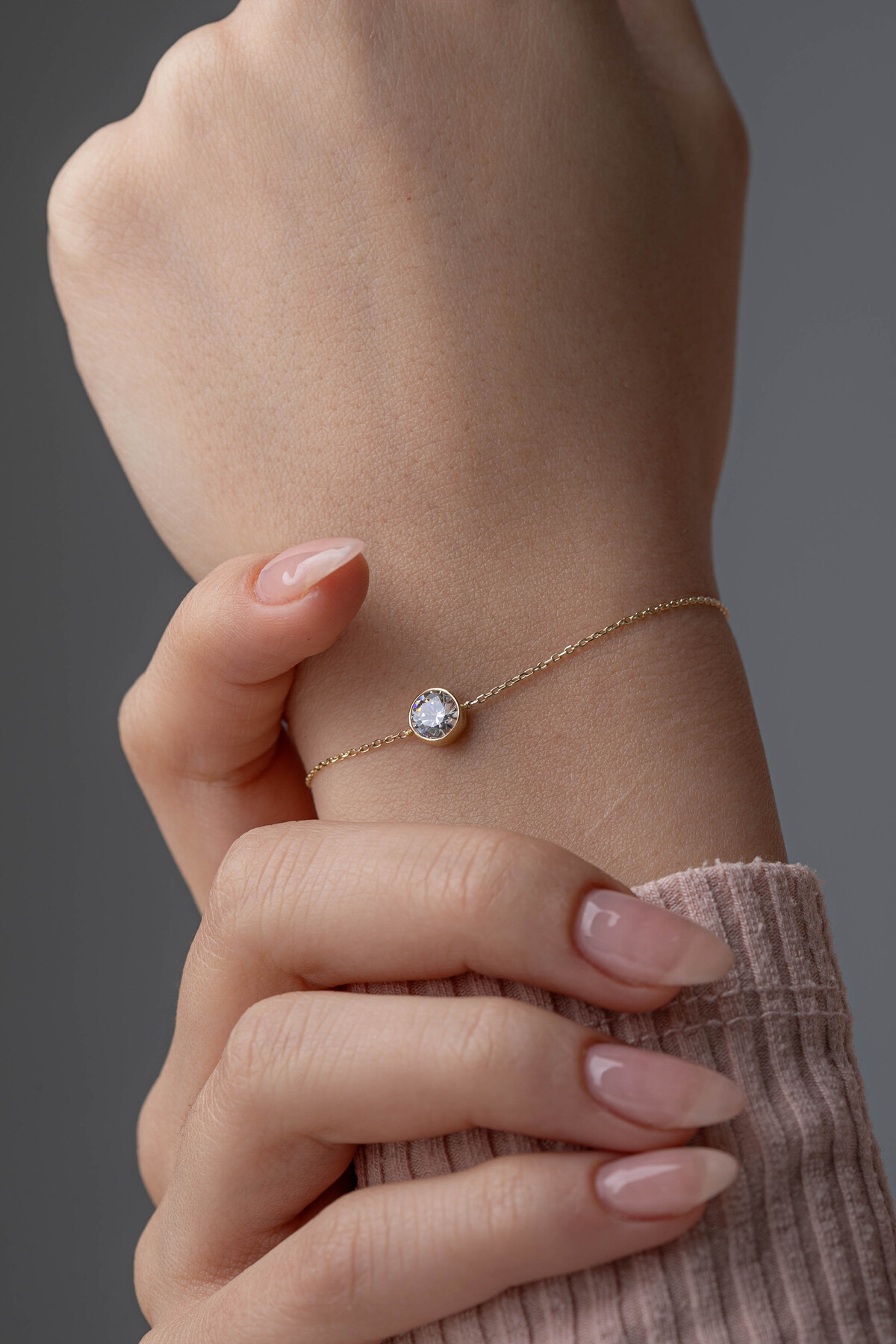 14 Ayar Altın Tektaş Bileklik