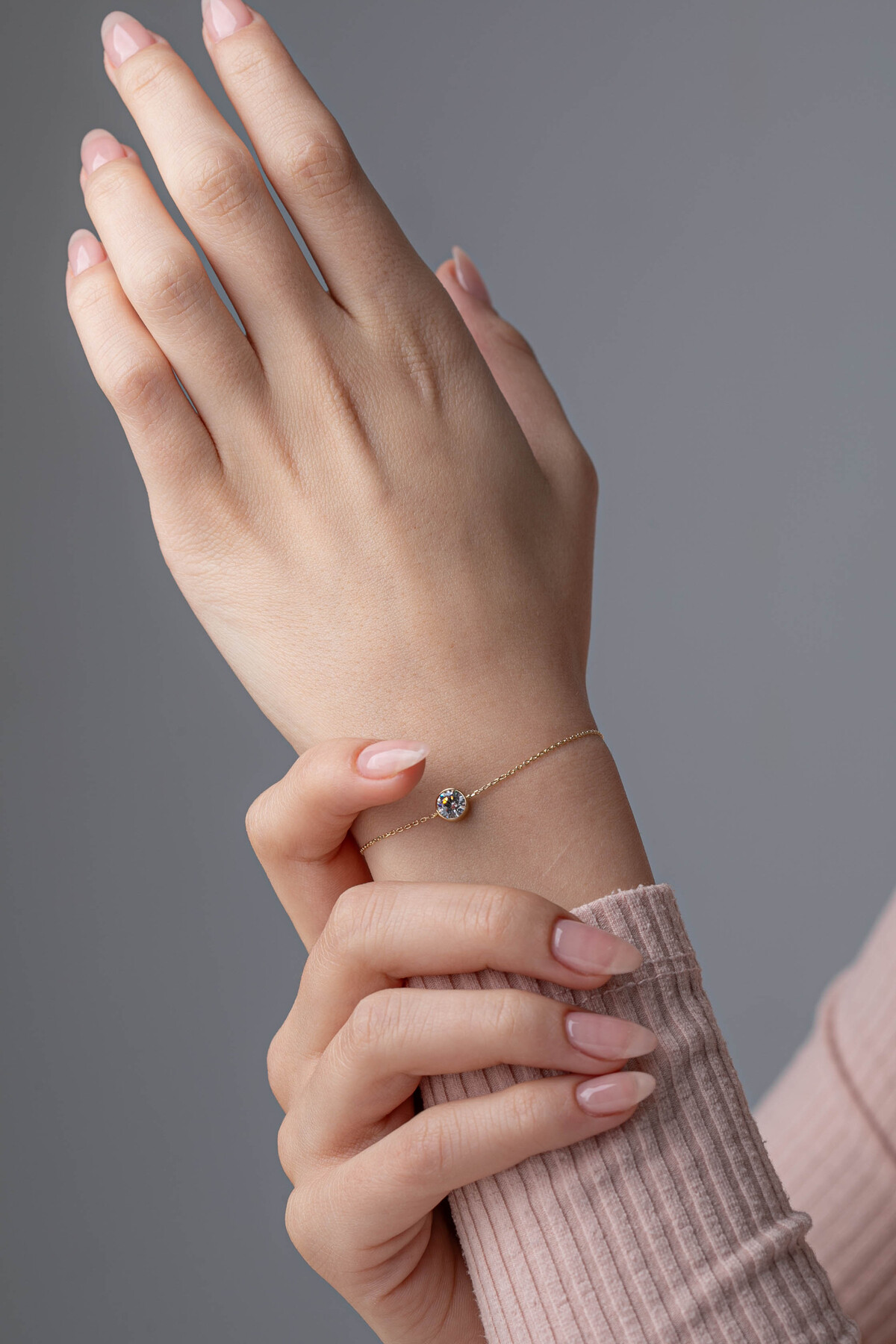 14 Ayar Altın Tektaş Bileklik