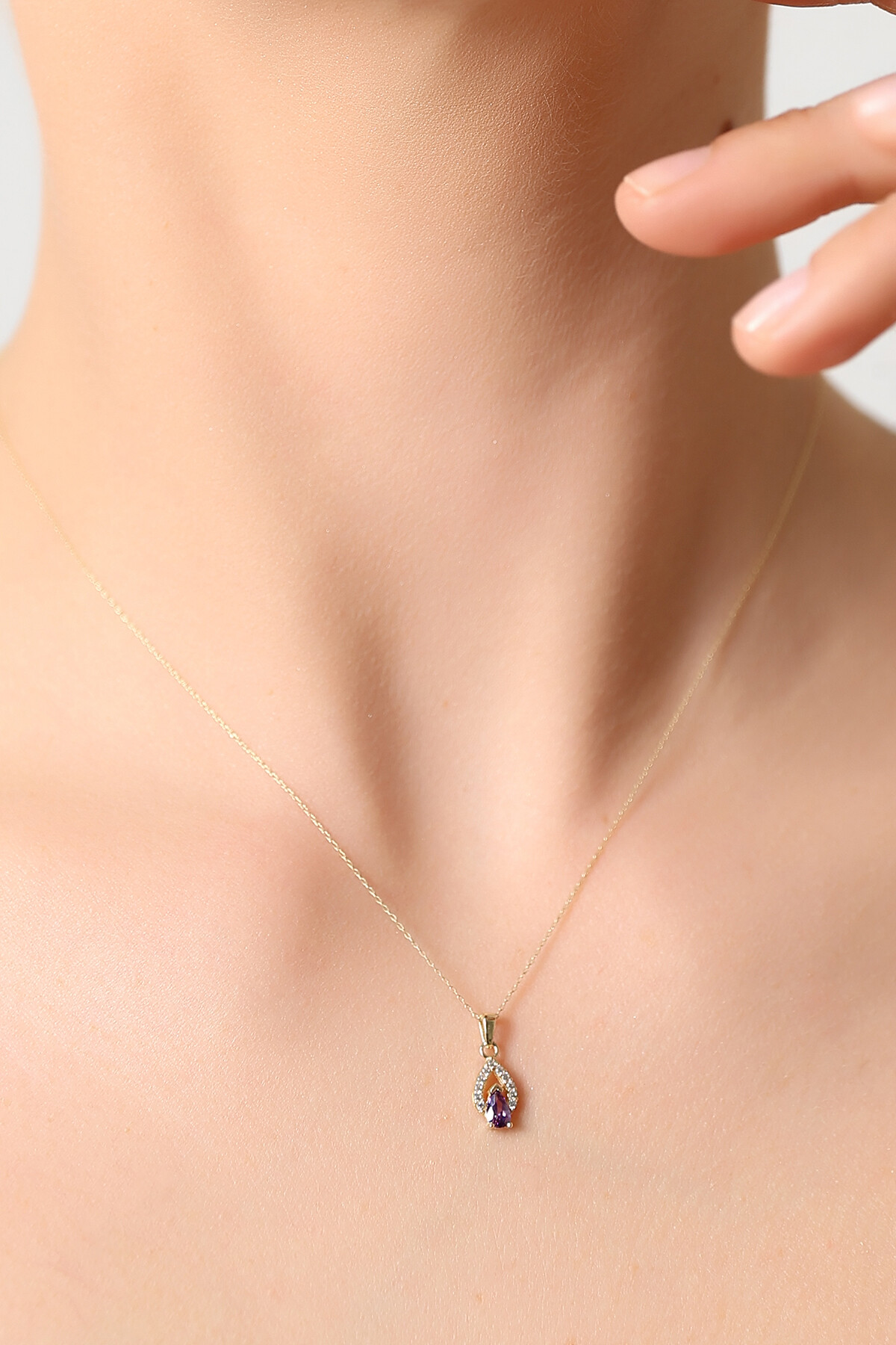 14 Ayar Altın Tektaş Kolye