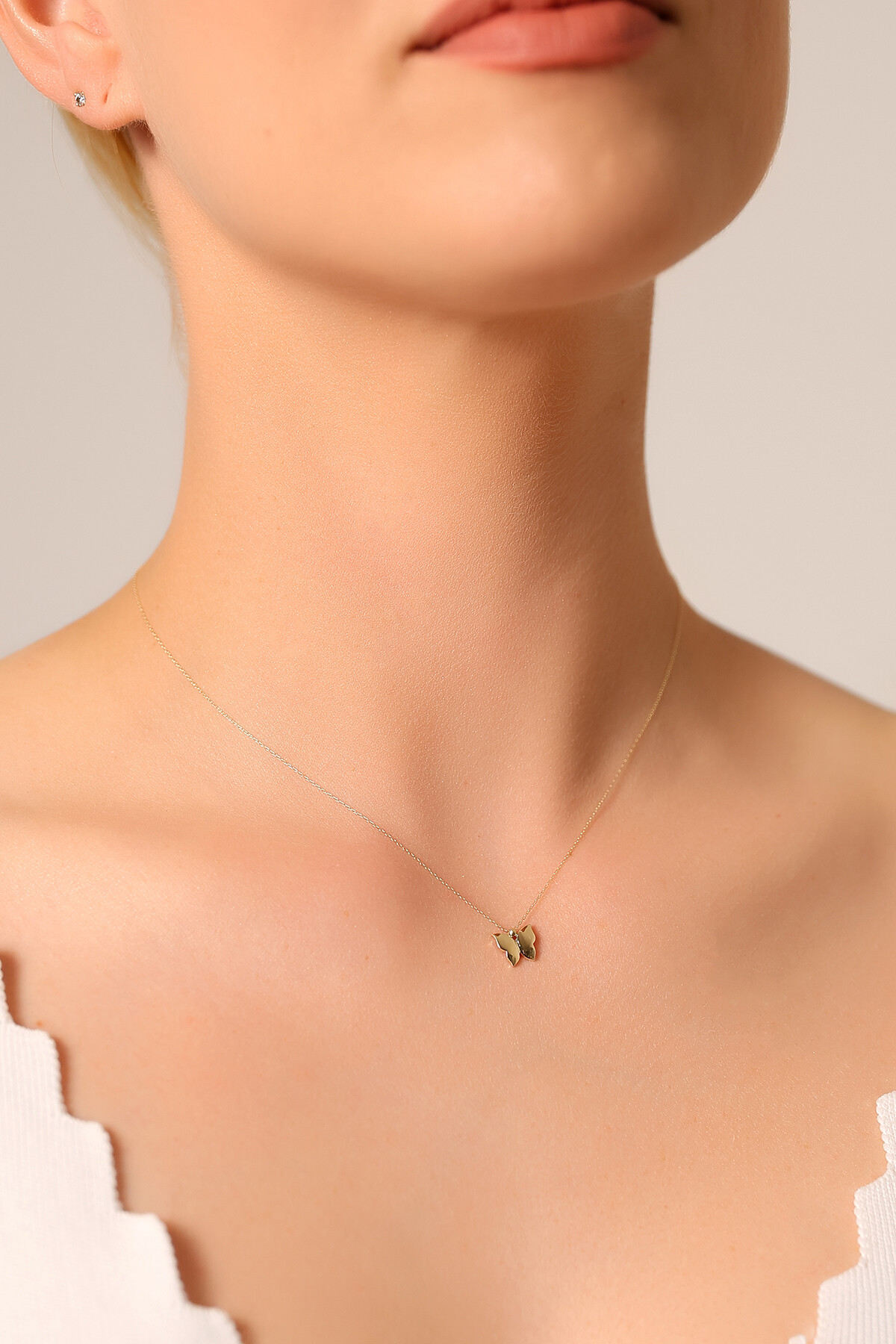 14 Ayar Altın Tektaş Kolye