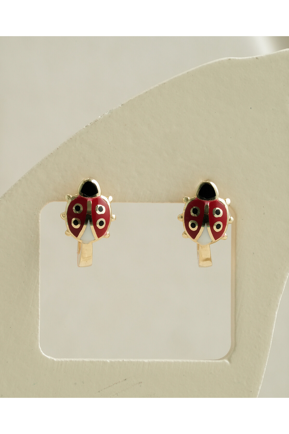 14 Ayar Altın Uğur Böceği Çocuk Küpe