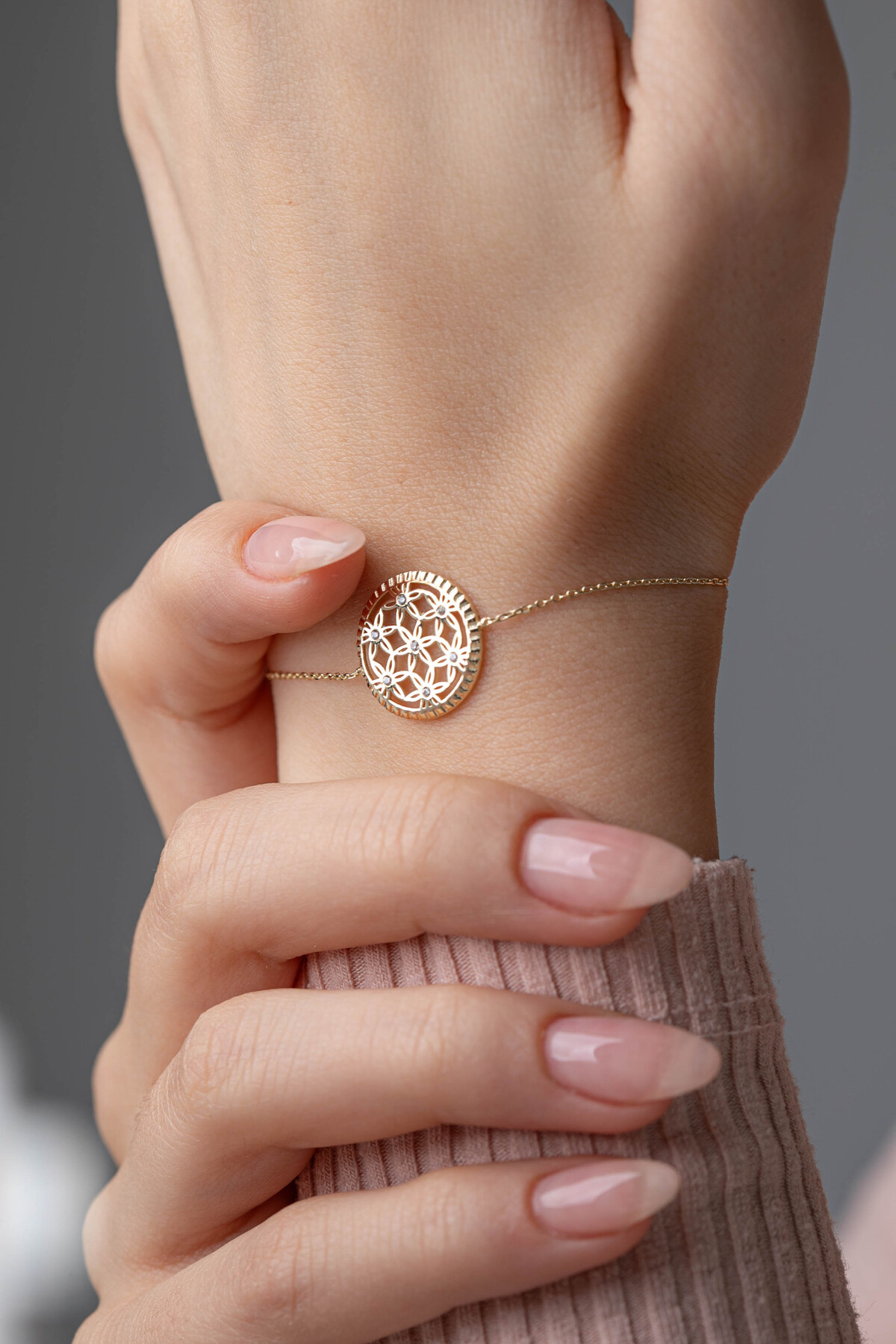 14 Ayar Altın Yaşam Çiçeği Bileklik