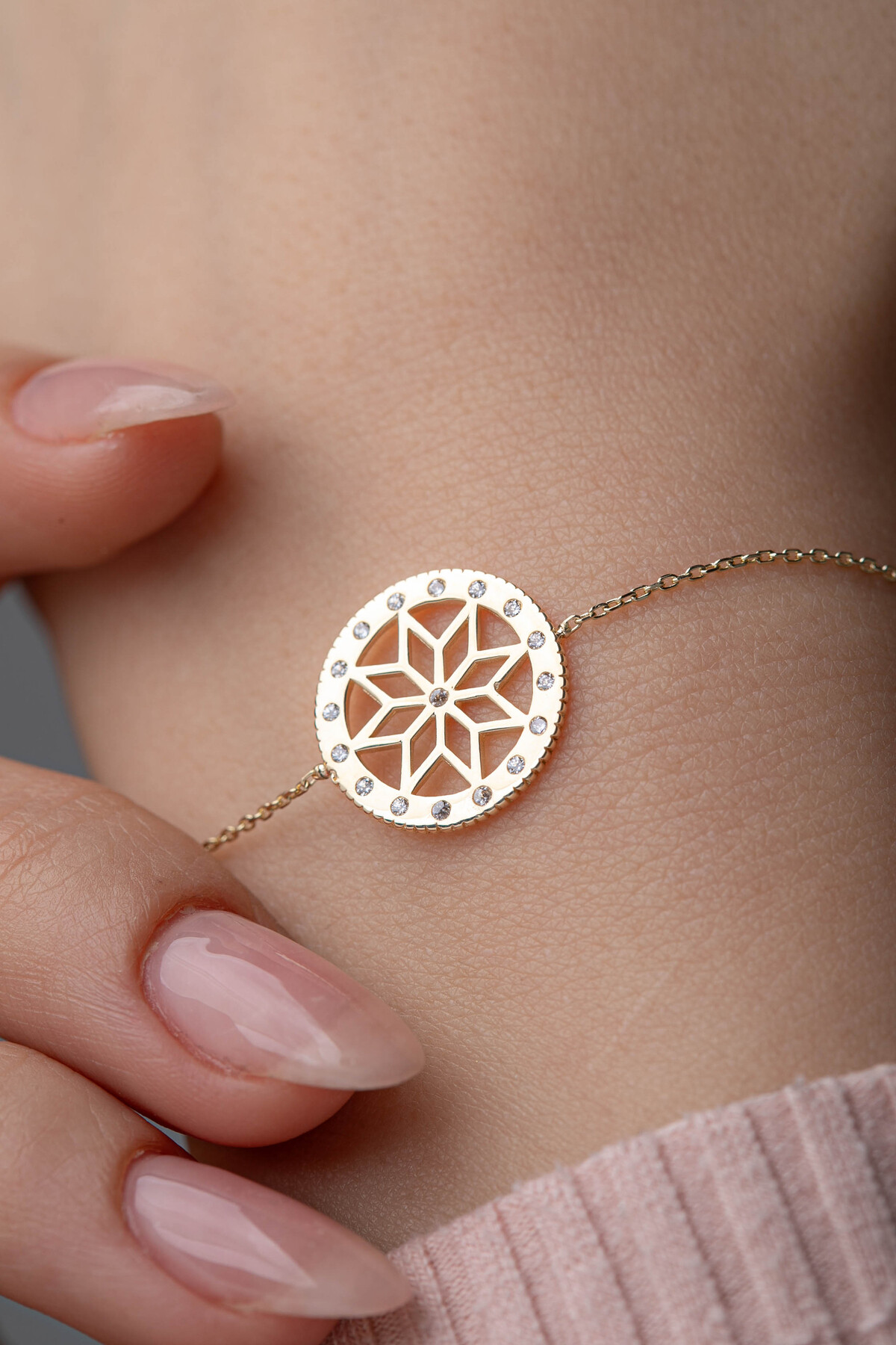 14 Ayar Altın Yaşam Çiçeği Bileklik