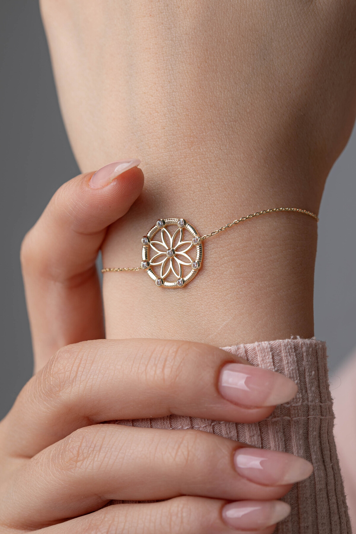 14 Ayar Altın Yaşam Çiçeği Bileklik