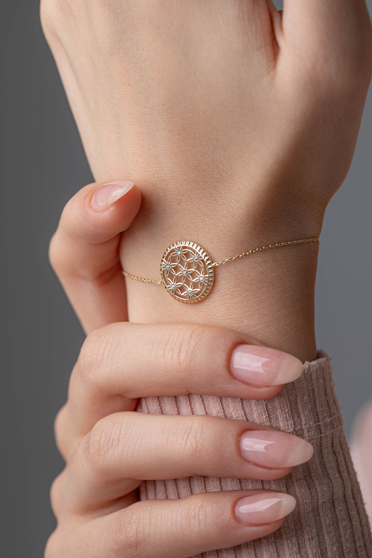 14 Ayar Altın Yaşam Çiçeği Bileklik