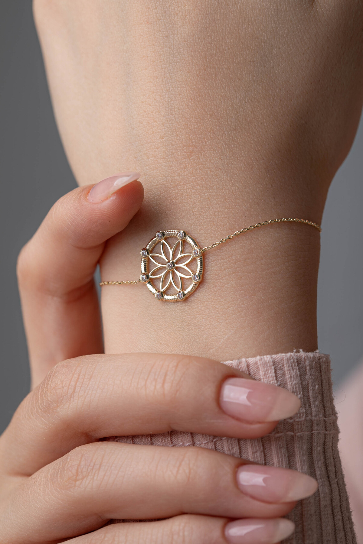 14 Ayar Altın Yaşam Çiçeği Bileklik