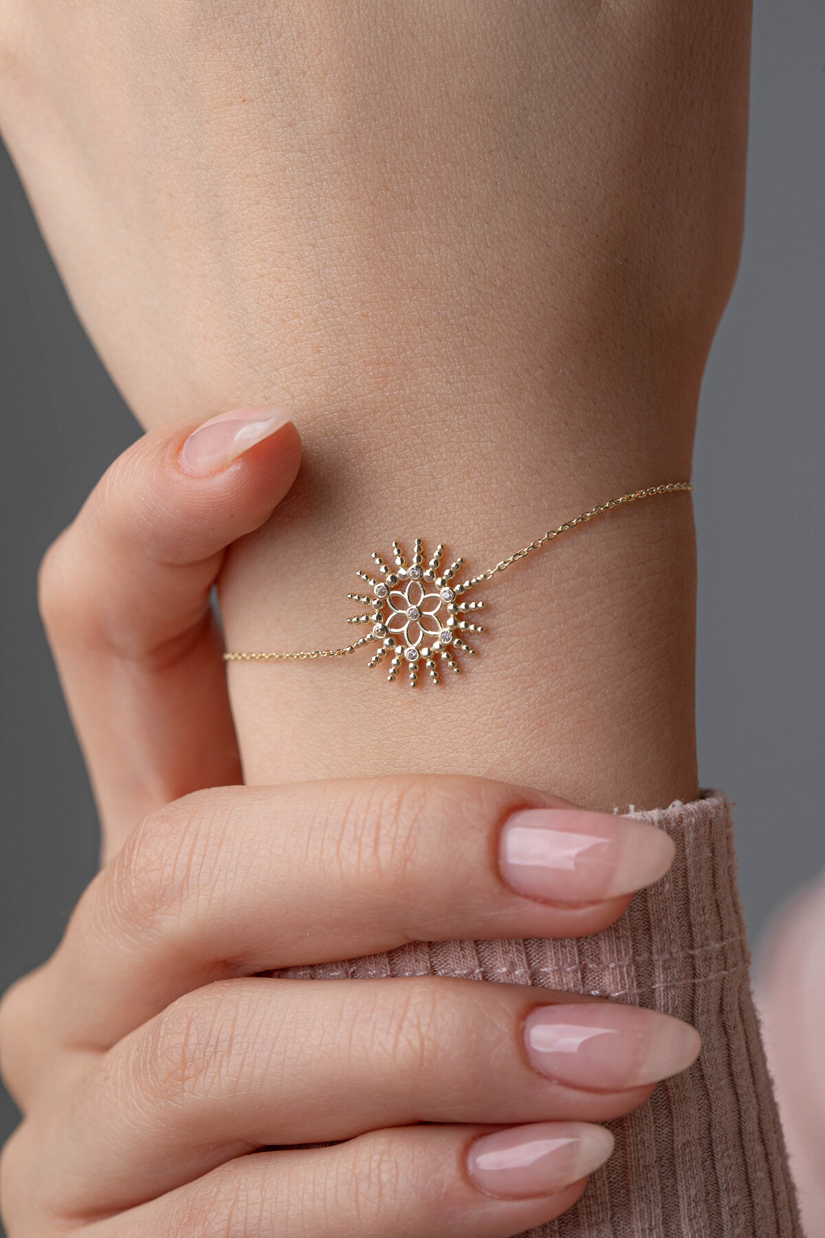 14 Ayar Altın Yaşam Çiçeği Bileklik