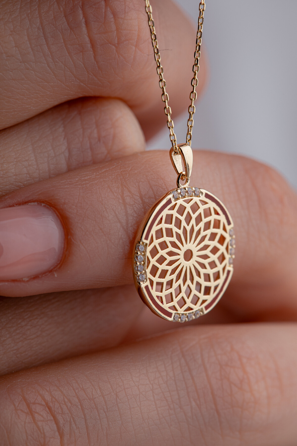 14 Ayar Altın Yaşam Çiçeği Kolye