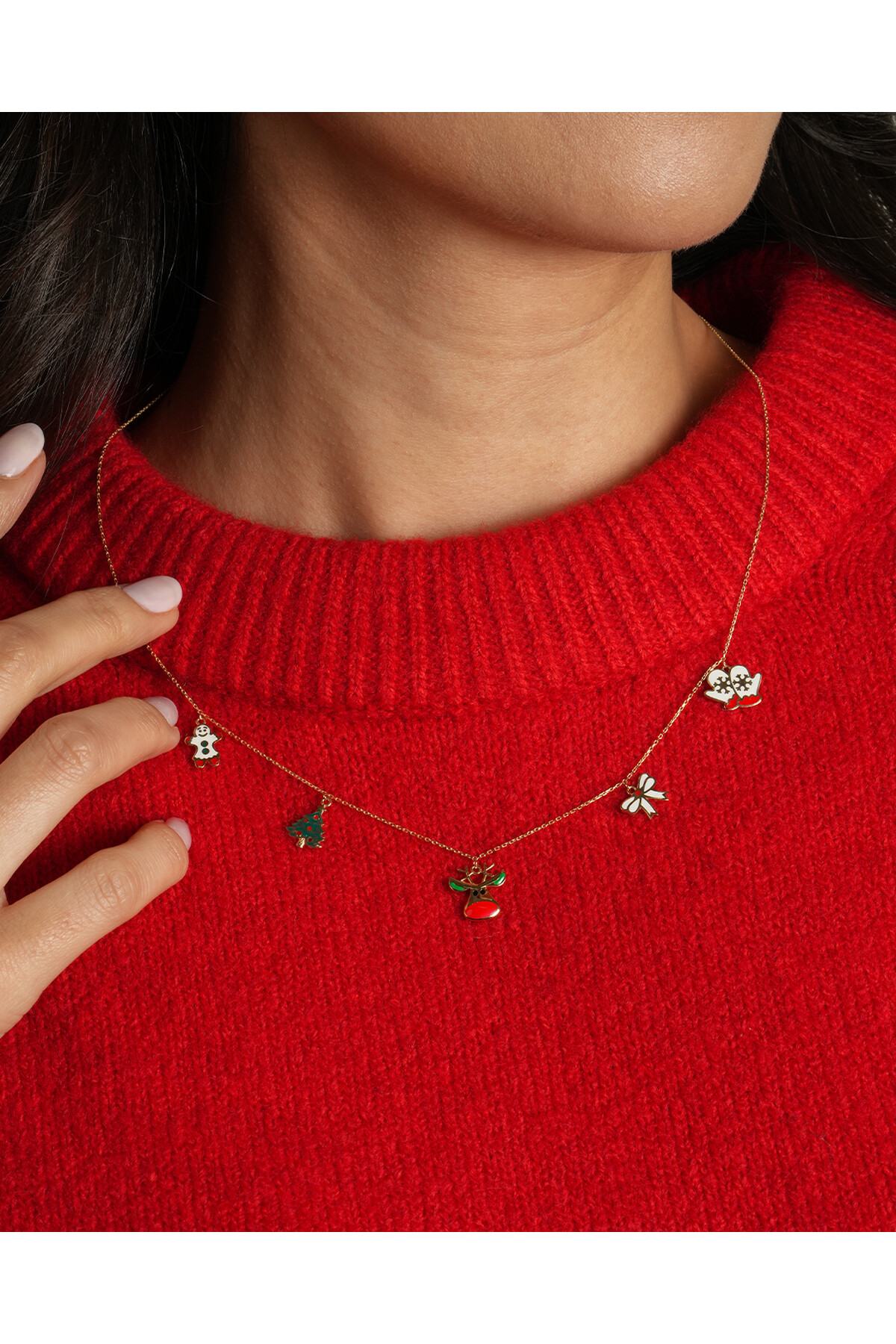 14 Ayar Altın Yılbaşı Charmlı Kolye