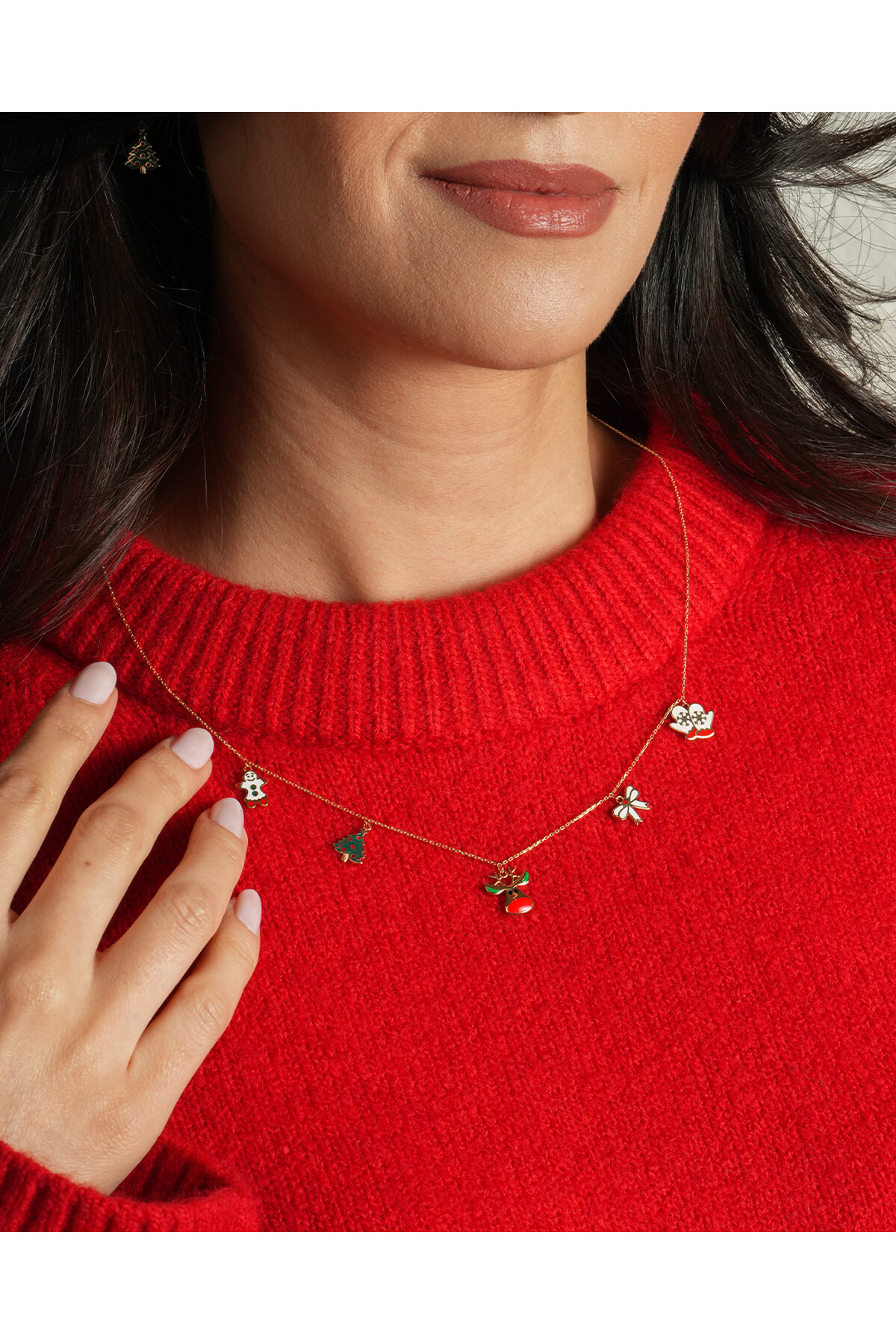 14 Ayar Altın Yılbaşı Charmlı Kolye