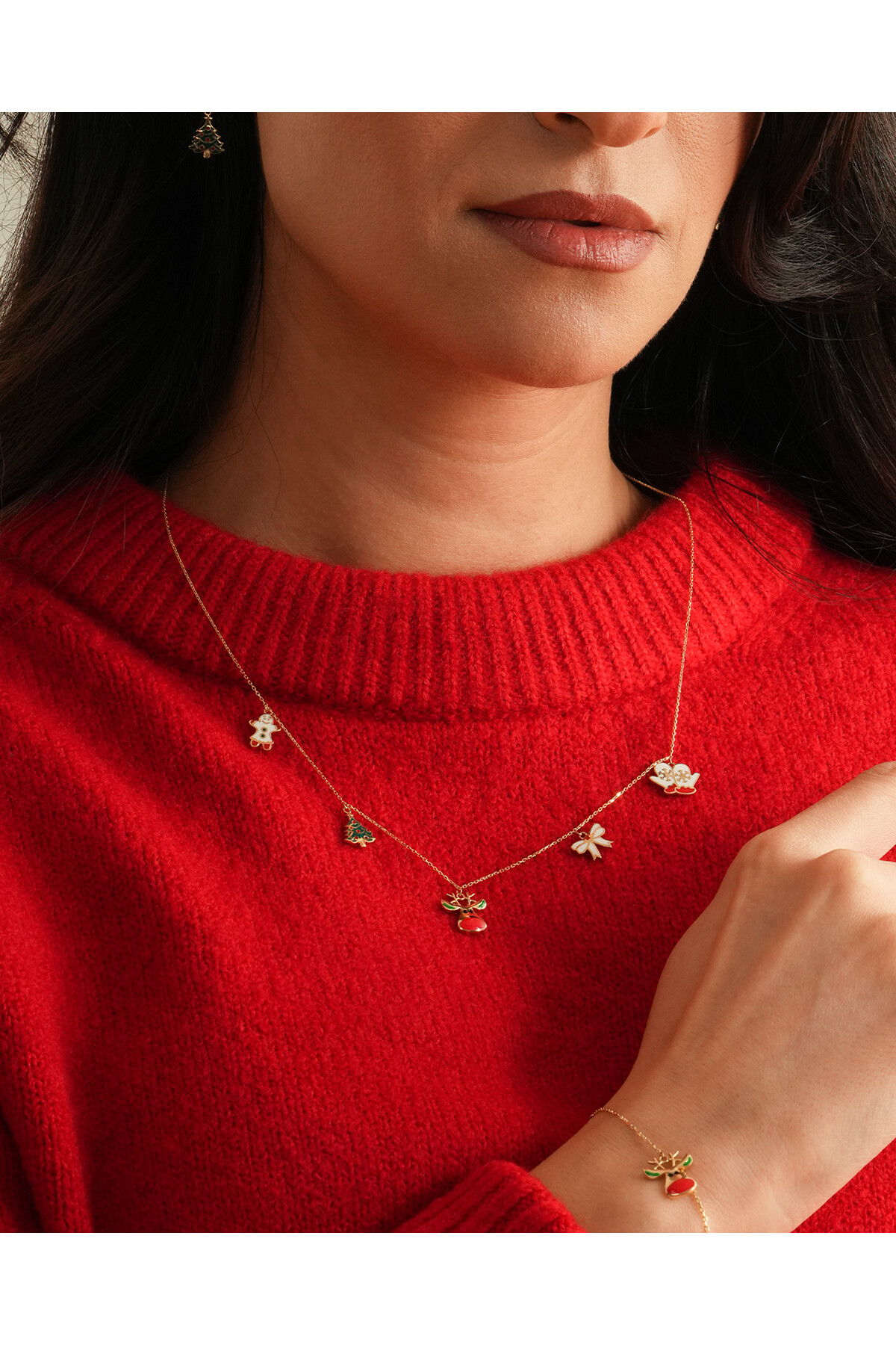 14 Ayar Altın Yılbaşı Charmlı Kolye