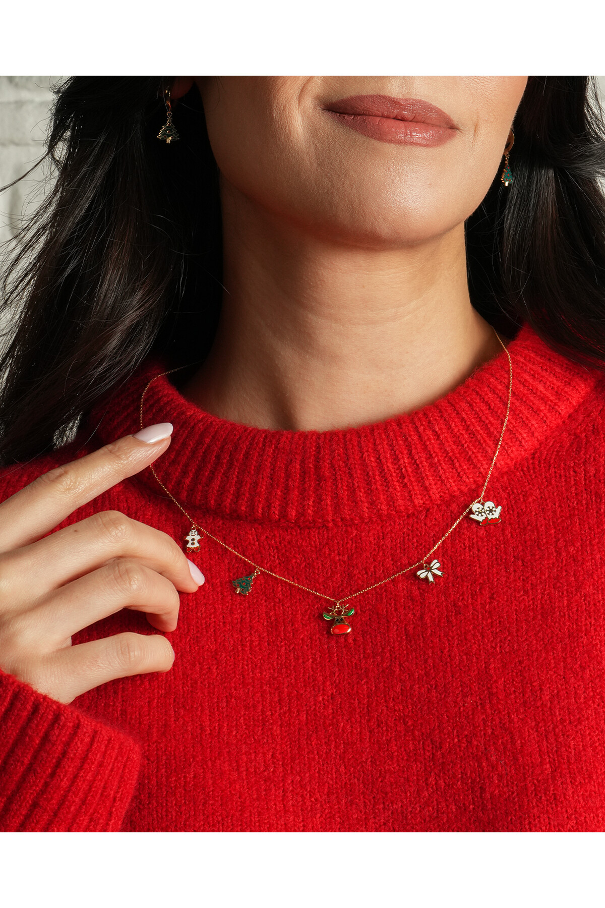 14 Ayar Altın Yılbaşı Charmlı Kolye