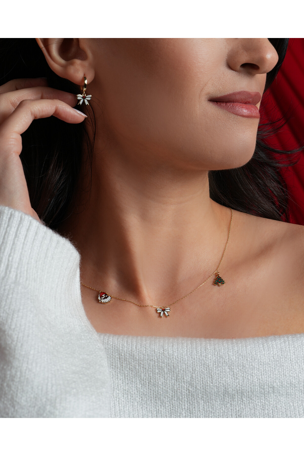 14 Ayar Altın Yılbaşı Charmlı Kolye