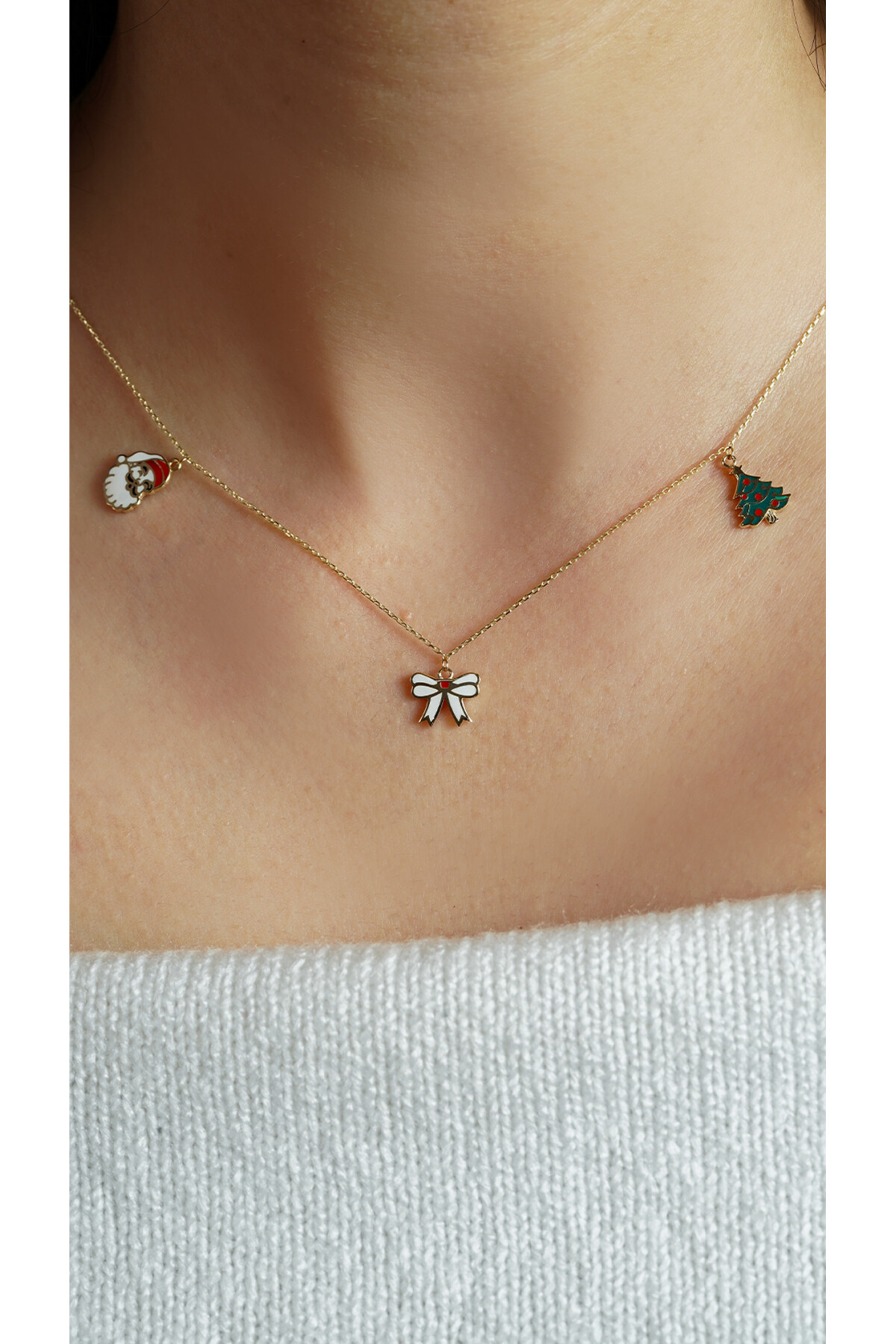 14 Ayar Altın Yılbaşı Charmlı Kolye